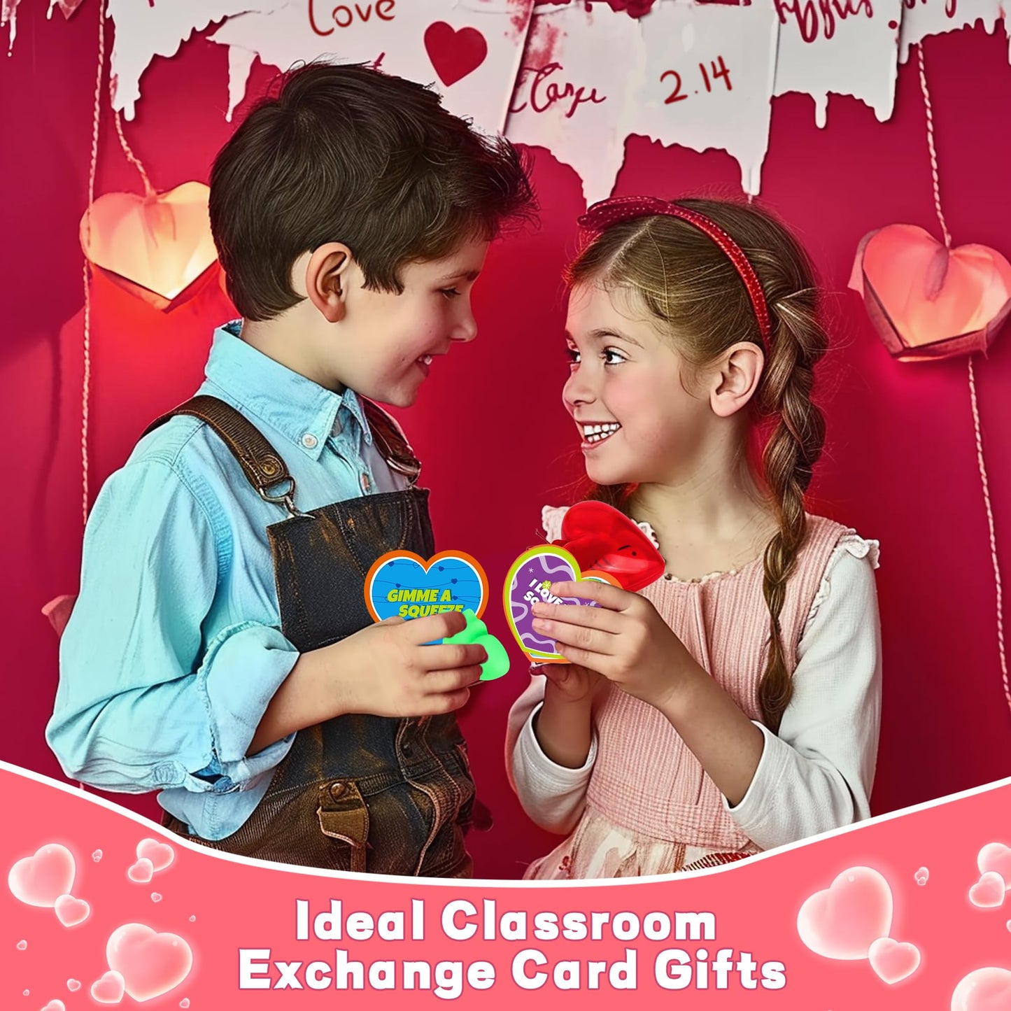 Huyamap 28-Pack Valentines Gifts for Kids – Mochi Squishies, Heart Cards & Classroom Favors