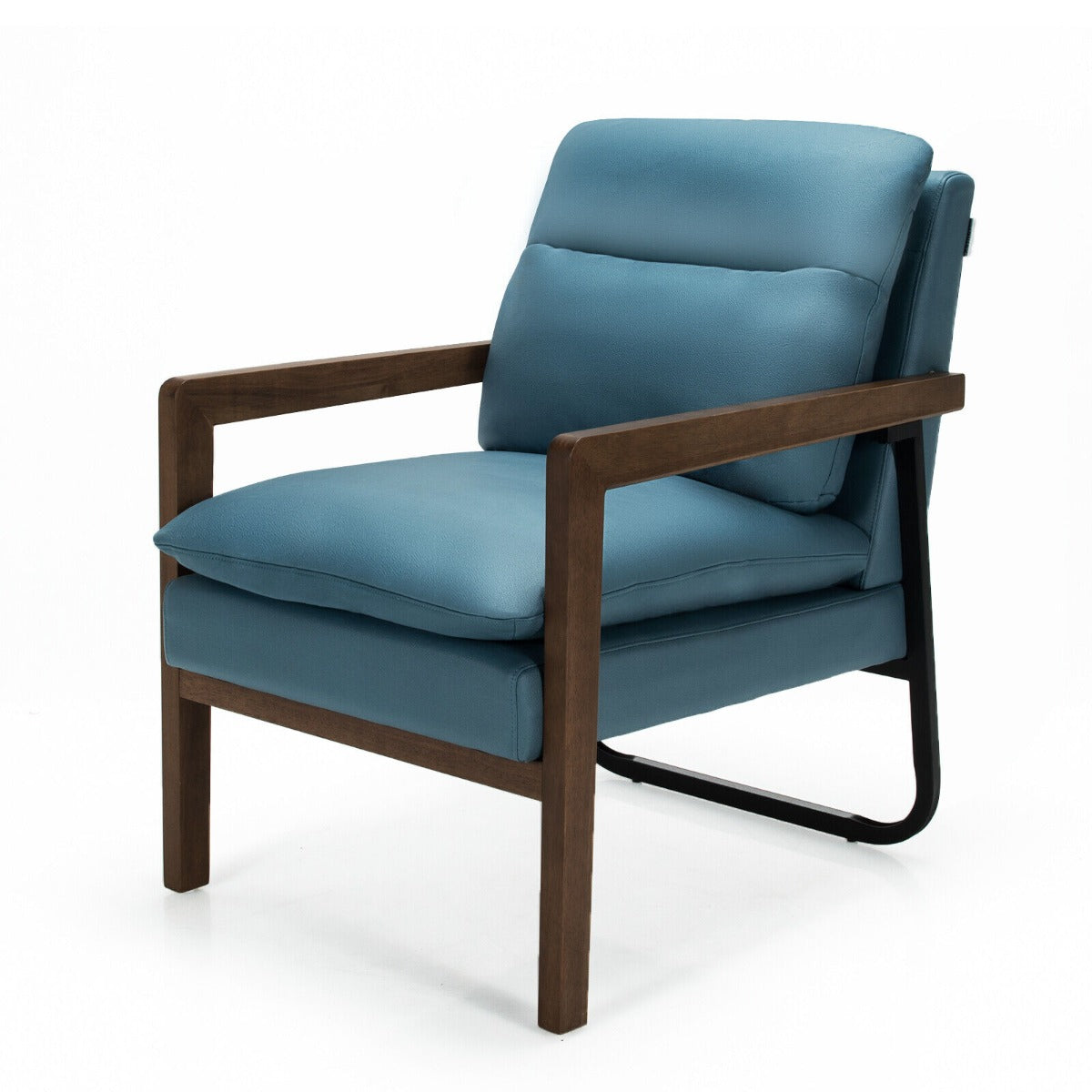 Accent Upholstered Armchair with Padded Backrest and Seat Cushion-Yellow