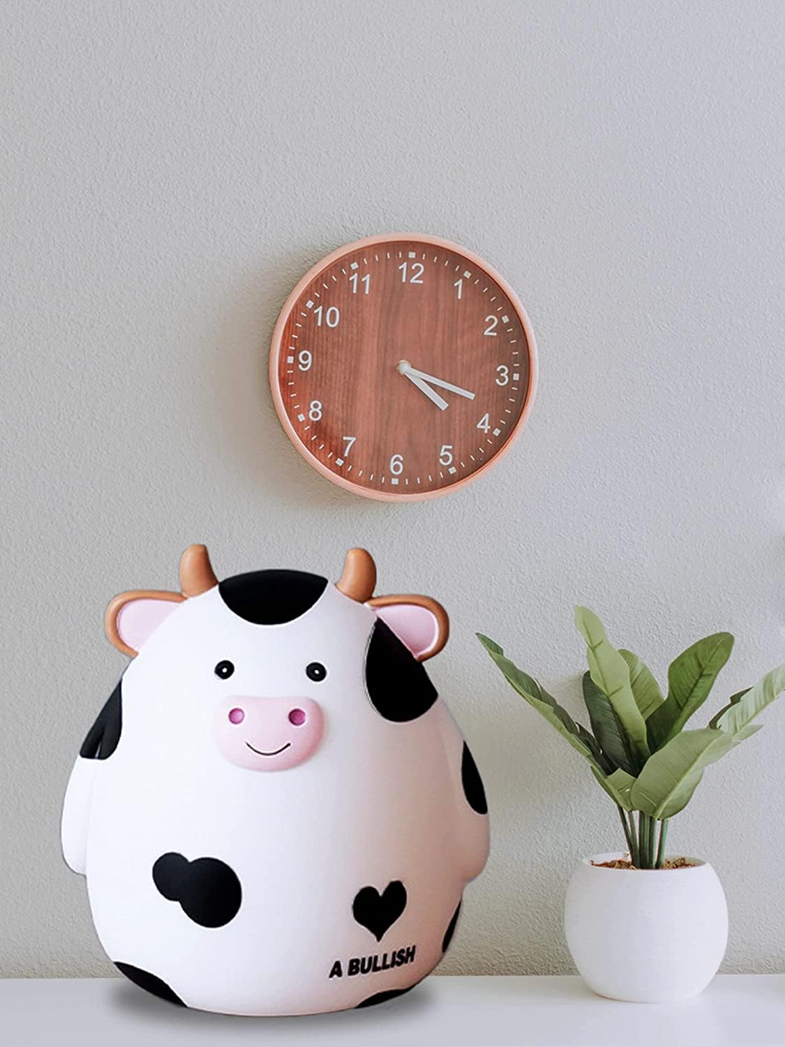 HW Cow Piggy Bank M Size – Unbreakable Kids Coin Box, White