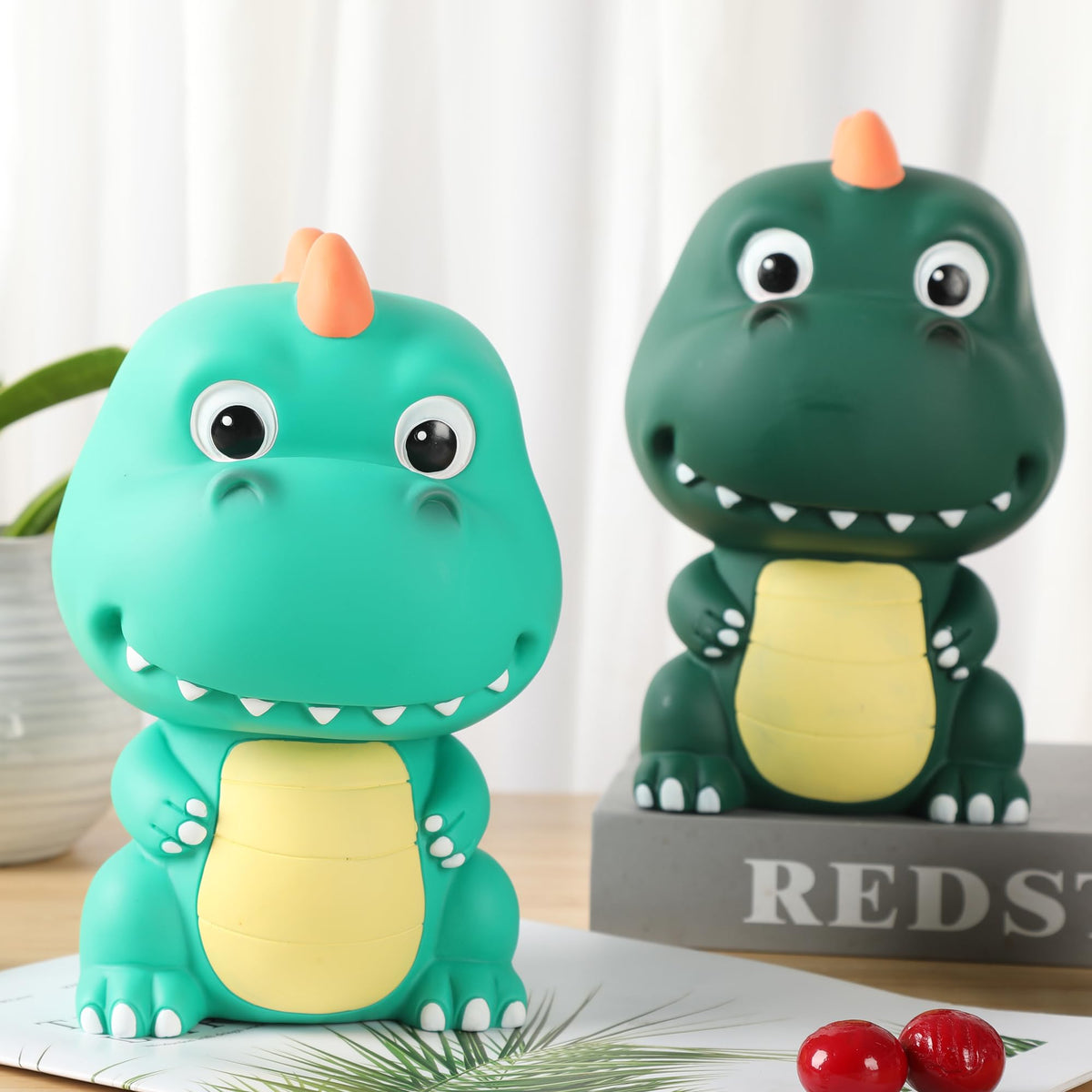 H&W Dinosaur Money Bank – Unbreakable T-Rex Piggy Bank (Deep Green)