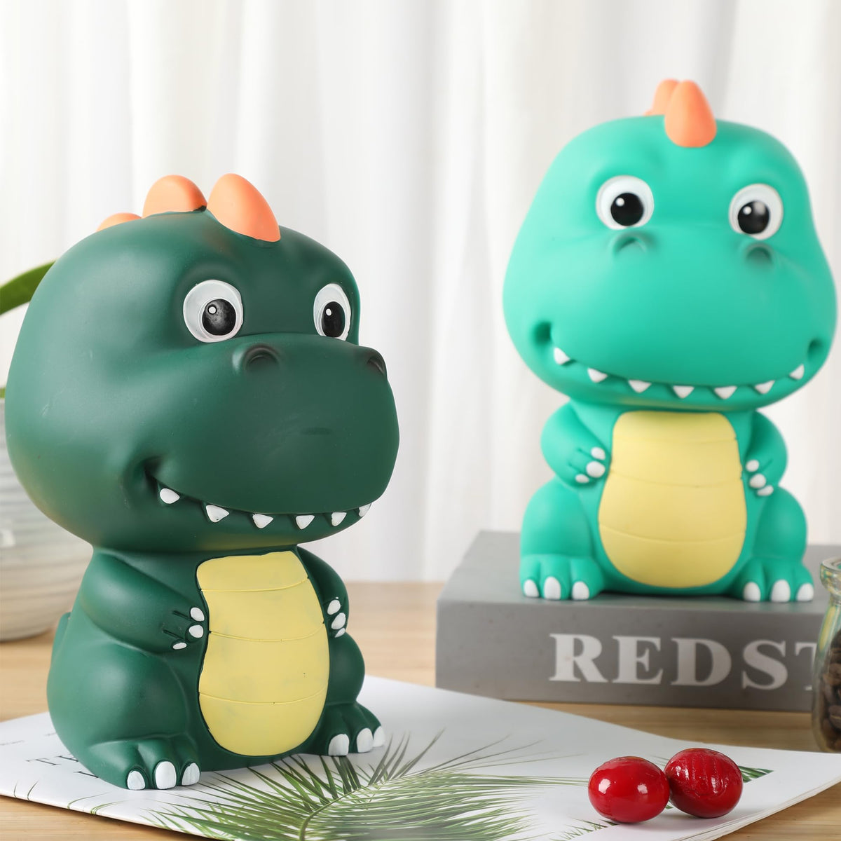 H&W Dinosaur Money Bank – Unbreakable T-Rex Piggy Bank (Deep Green)
