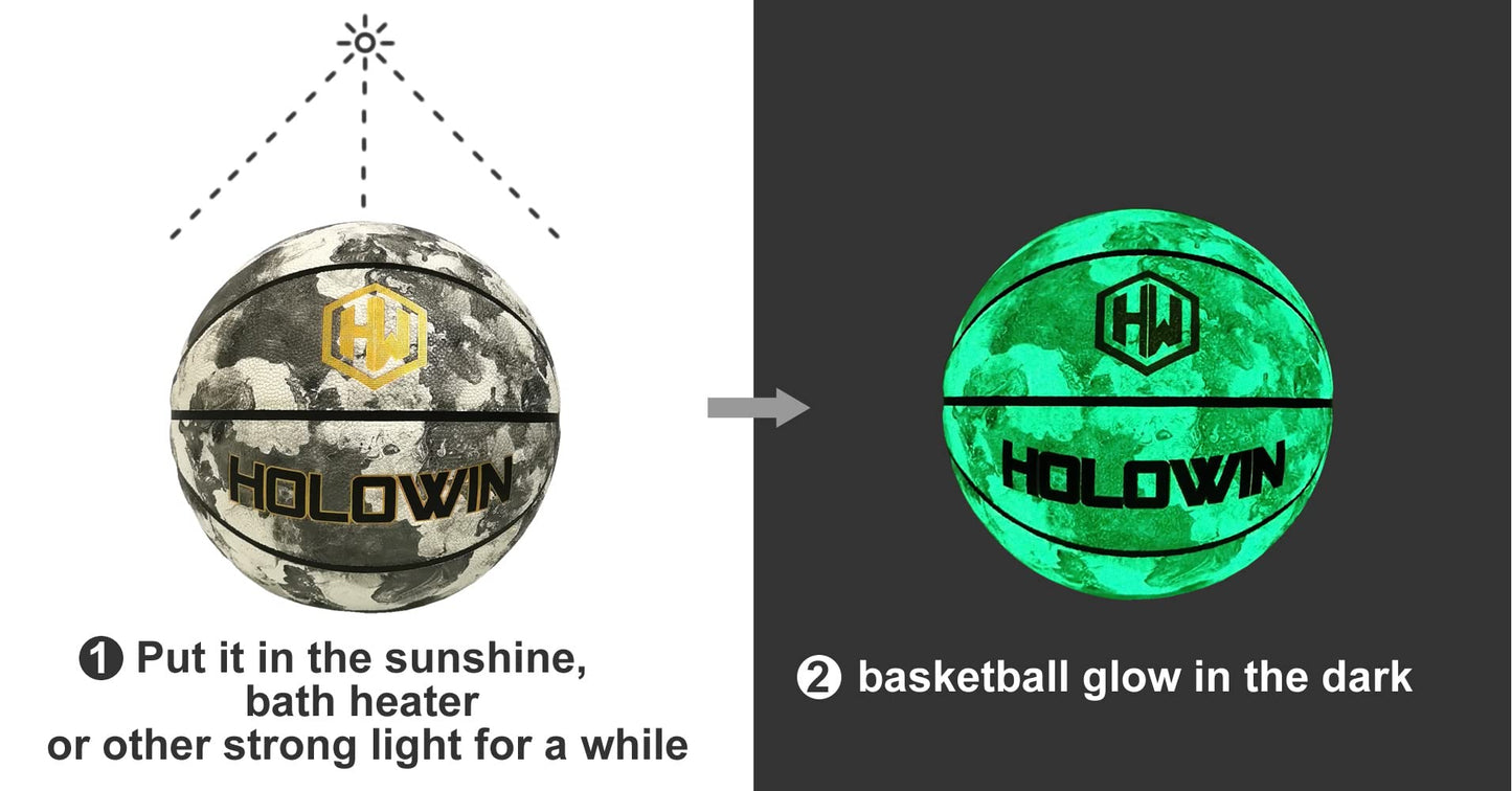 HW HOLOWIN Reflective Holographic Basketball – Glow for Night Games (Size 7)