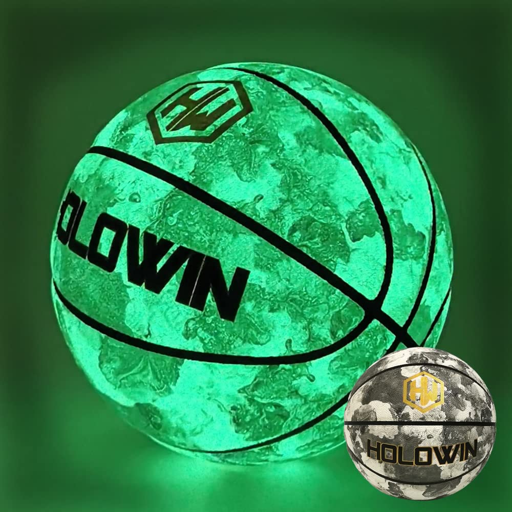 HW HOLOWIN Reflective Holographic Basketball – Glow for Night Games (Size 7)