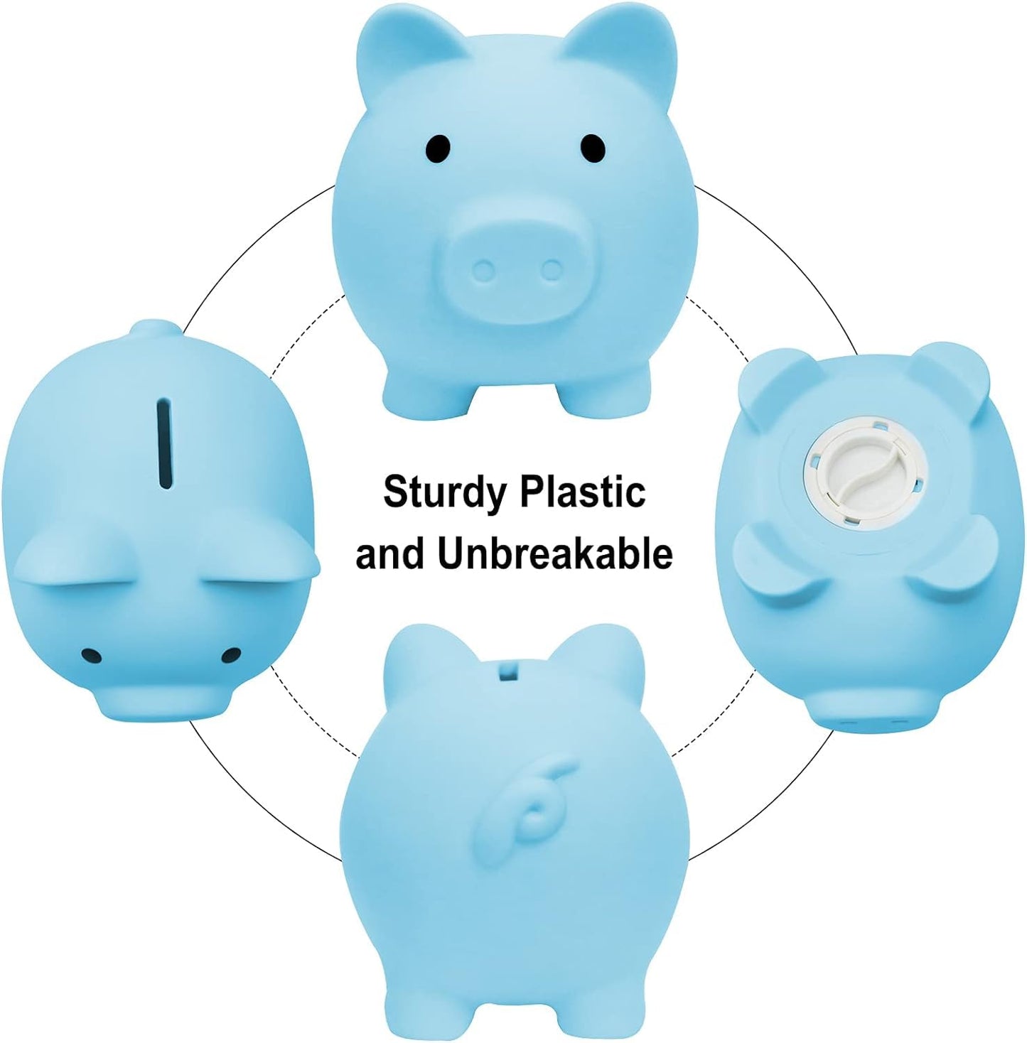 H&W Mini Piggy Bank Blue - Durable PVC Coin Bank for Kids & Gift