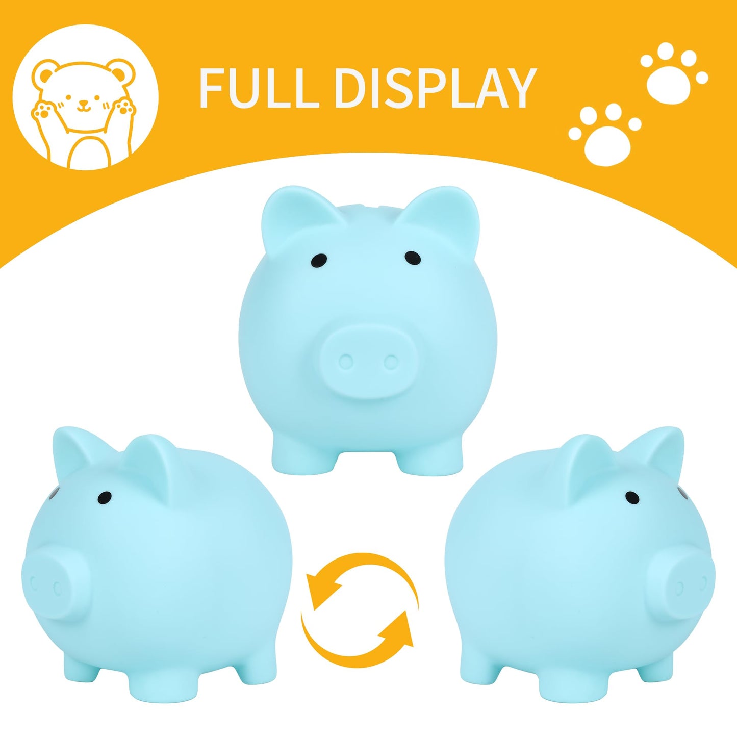 H&W Mini Piggy Bank Blue - Durable PVC Coin Bank for Kids & Gift