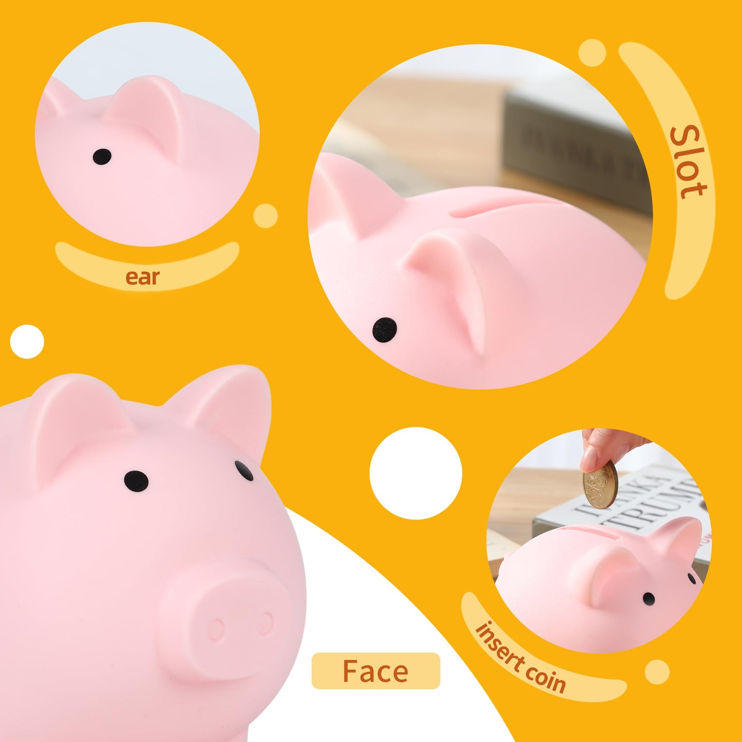 H&W Mini Piggy Bank Pink – Unbreakable Plastic Coin Bank for Kids | First Money Box