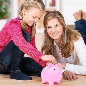 H&W Mini Piggy Bank Pink – Unbreakable Plastic Coin Bank for Kids | First Money Box