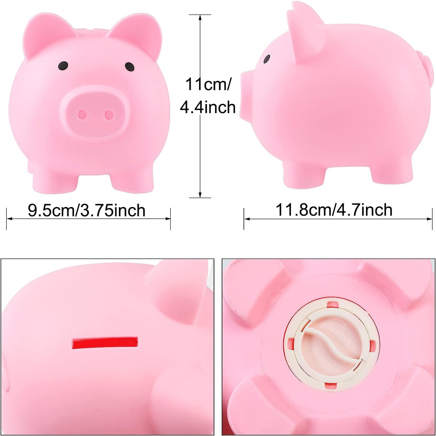 H&W Mini Piggy Bank Pink – Unbreakable Plastic Coin Bank for Kids | First Money Box