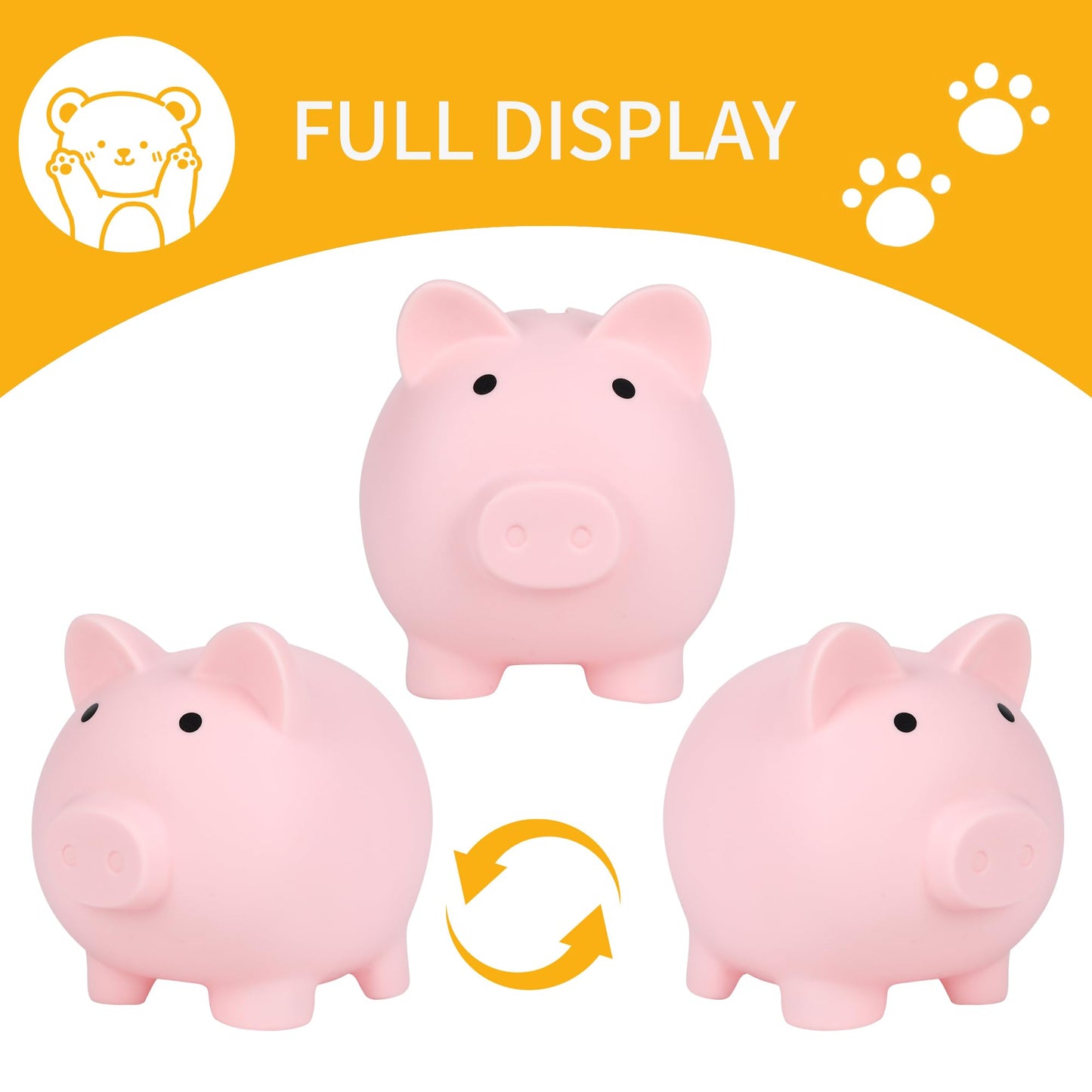 H&W Mini Piggy Bank Pink – Unbreakable Plastic Coin Bank for Kids | First Money Box