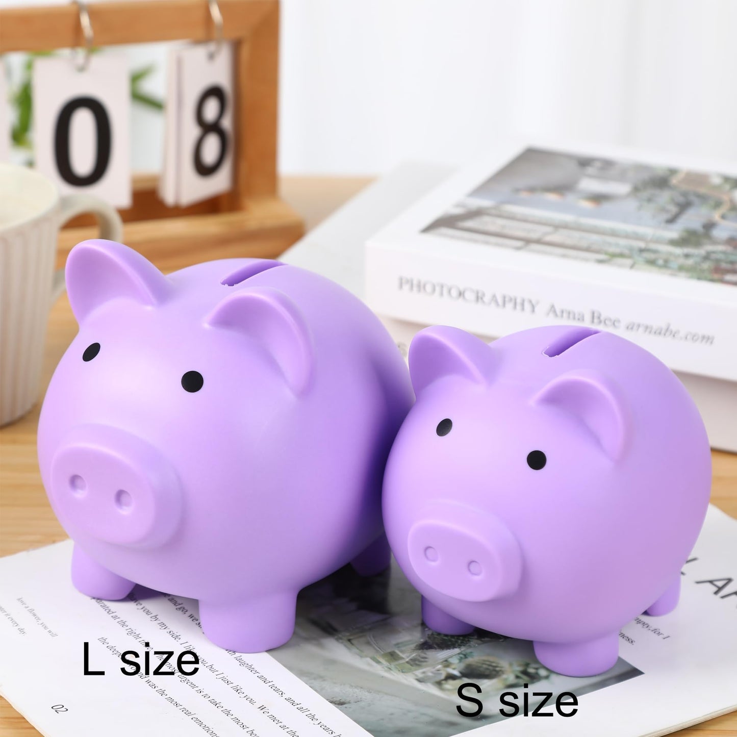 H&W Mini Piggy Bank Purple – Unbreakable Plastic Coin Bank for Kids