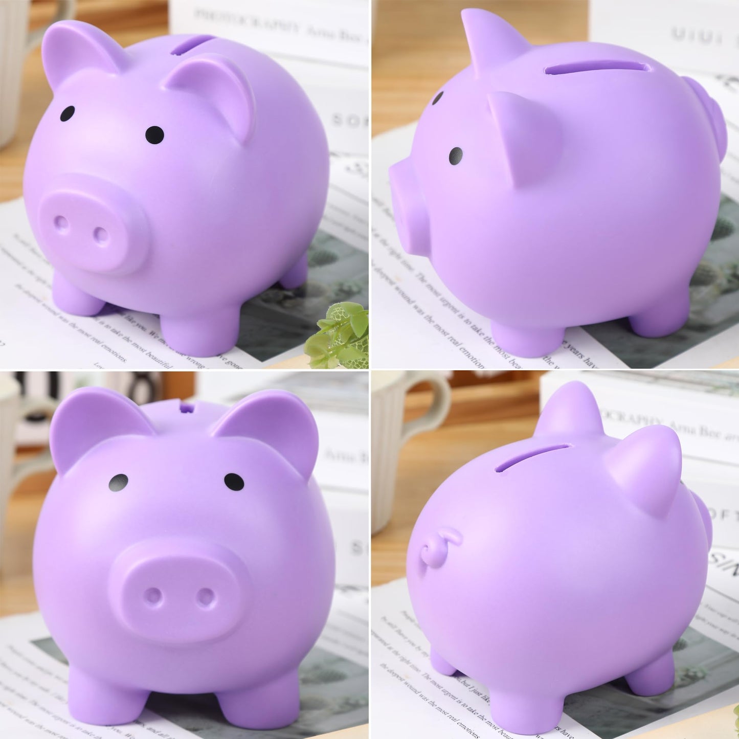 H&W Mini Piggy Bank Purple – Unbreakable Plastic Coin Bank for Kids