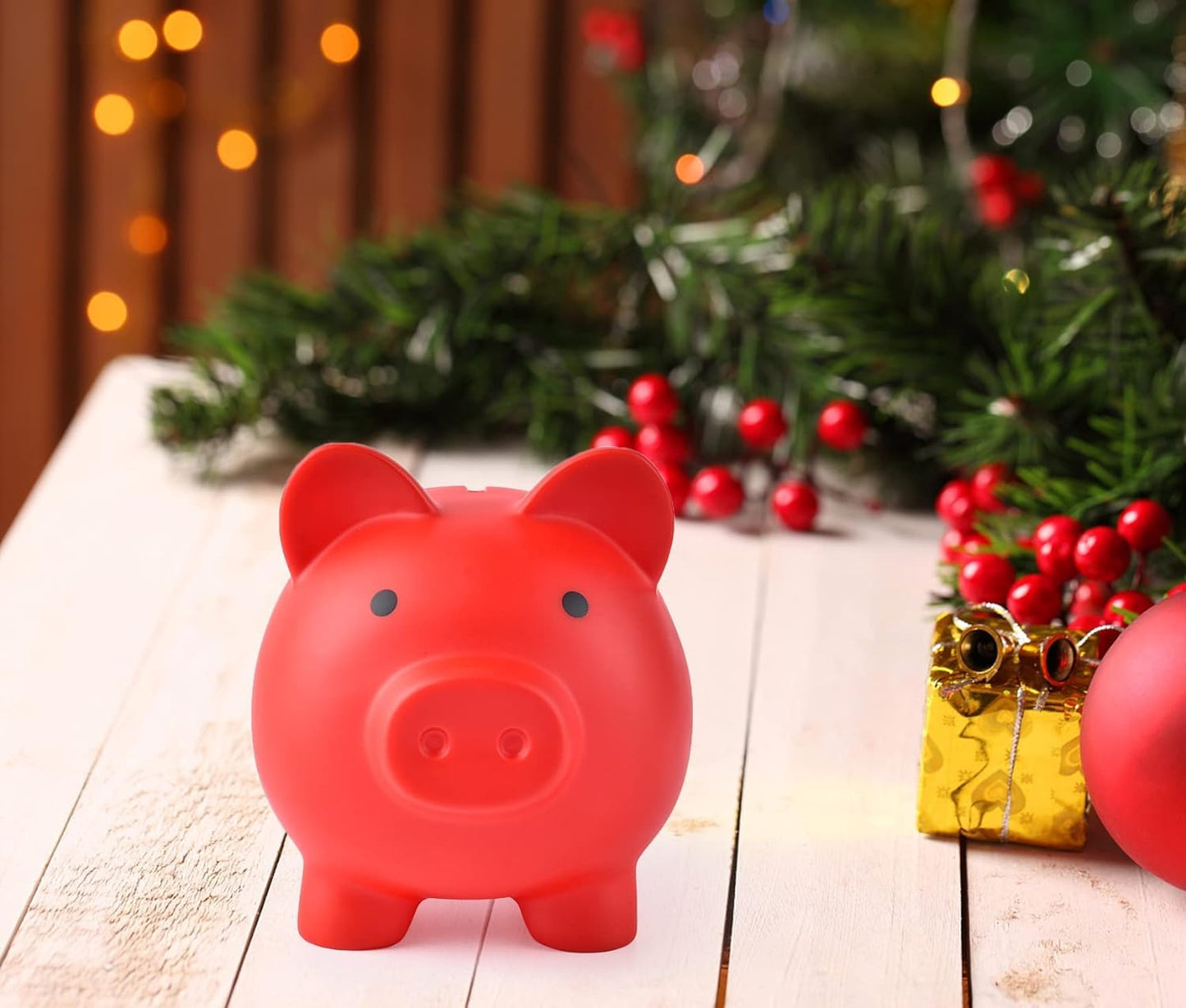 H&W Mini Piggy Bank – Unbreakable Plastic Coin Bank for Kids (Red)