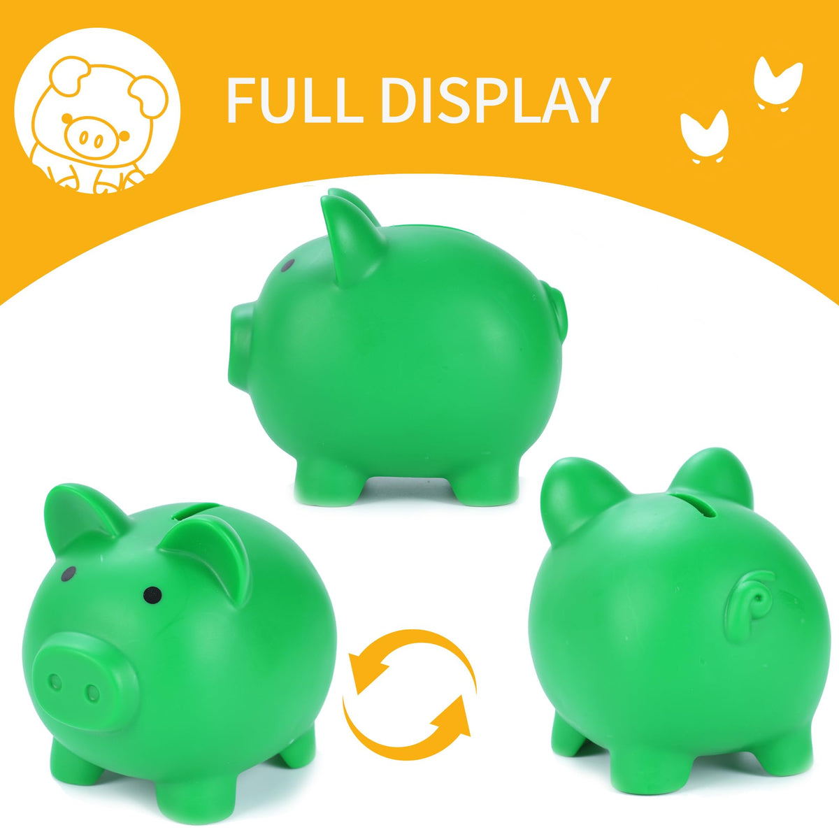 H&W Mini Piggy Bank — Unbreakable PVC Coin Bank for Kids — Dark Green