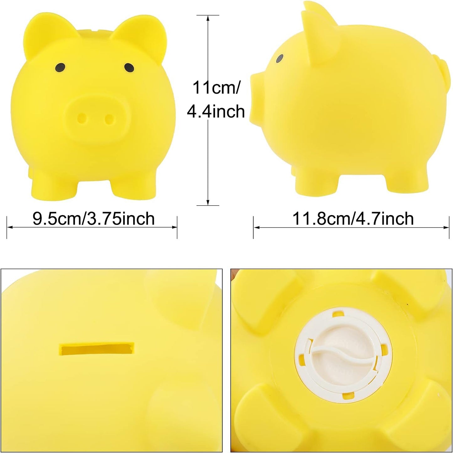H&W Mini Piggy Bank – Unbreakable Plastic Coin Bank for Kids (Yellow)