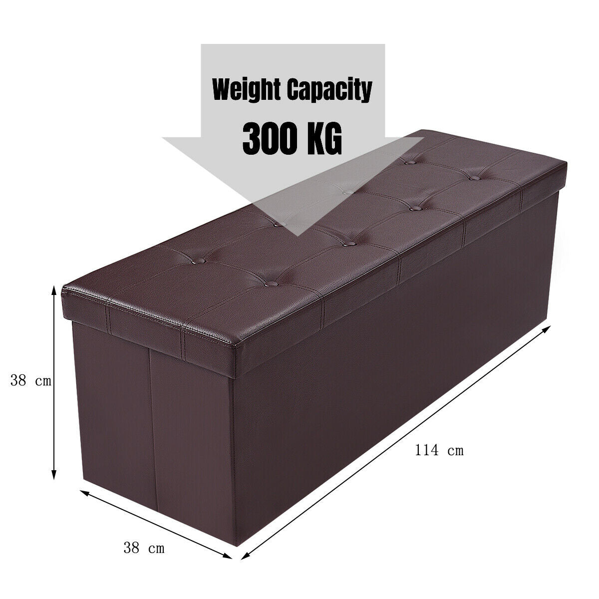 Folding Storage Ottoman Bench with Lid for Living Room-Black