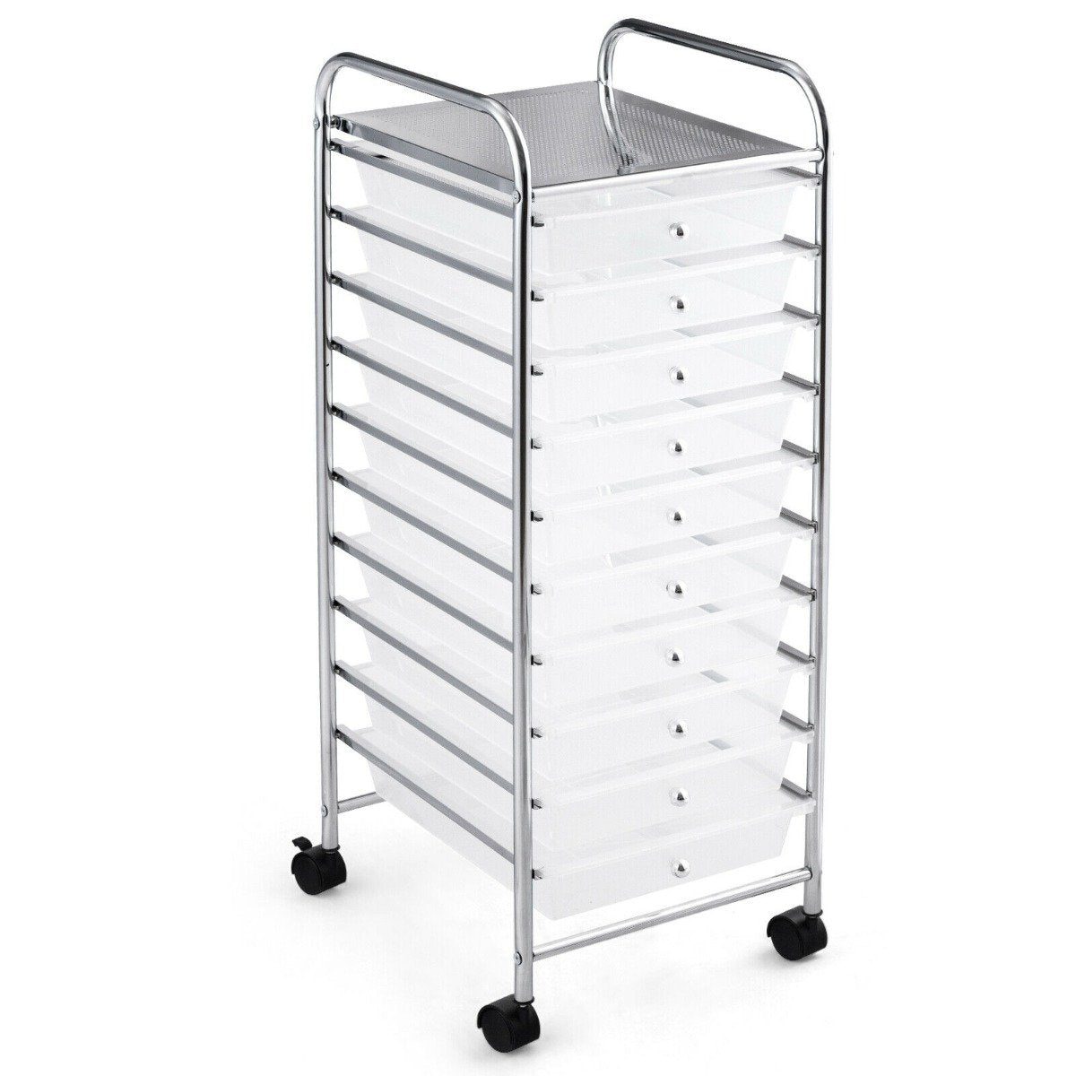 10 Drawers Mobile Storage Trolley with 4 Wheels for Beauty-Black