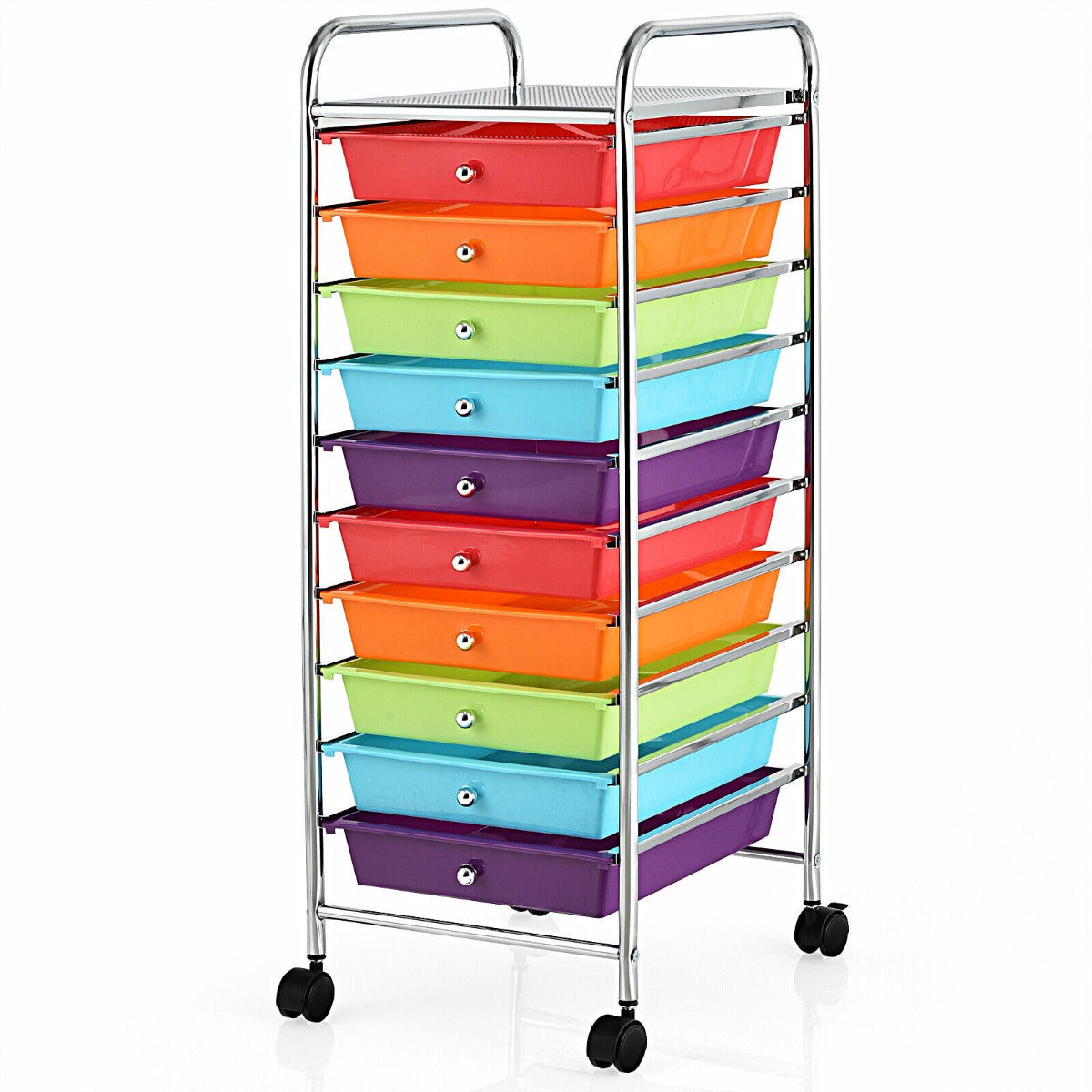 10 Drawers Mobile Storage Trolley with 4 Wheels for Beauty-Black