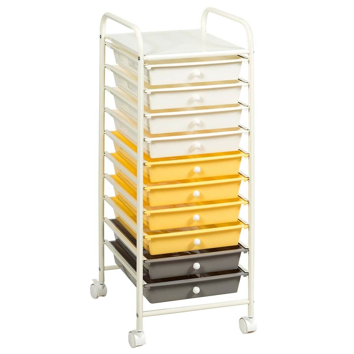 10 Drawers Mobile Storage Trolley with 4 Wheels for Beauty-Black