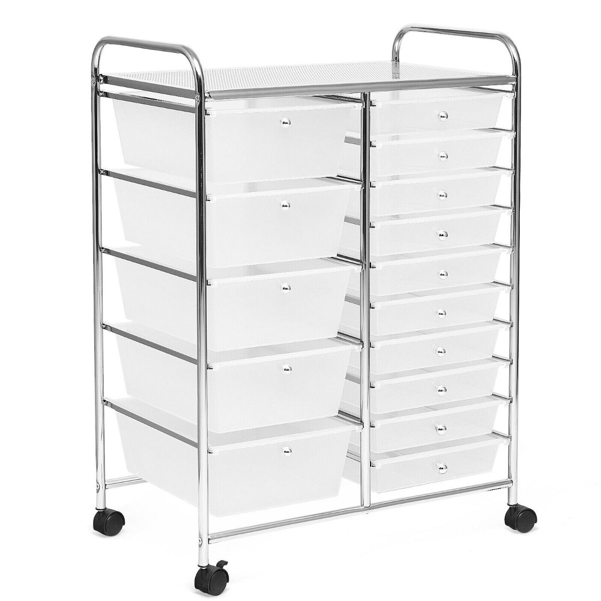 15 Drawer Rolling Storage Cart with 4 Wheels for Beauty Salon-Black