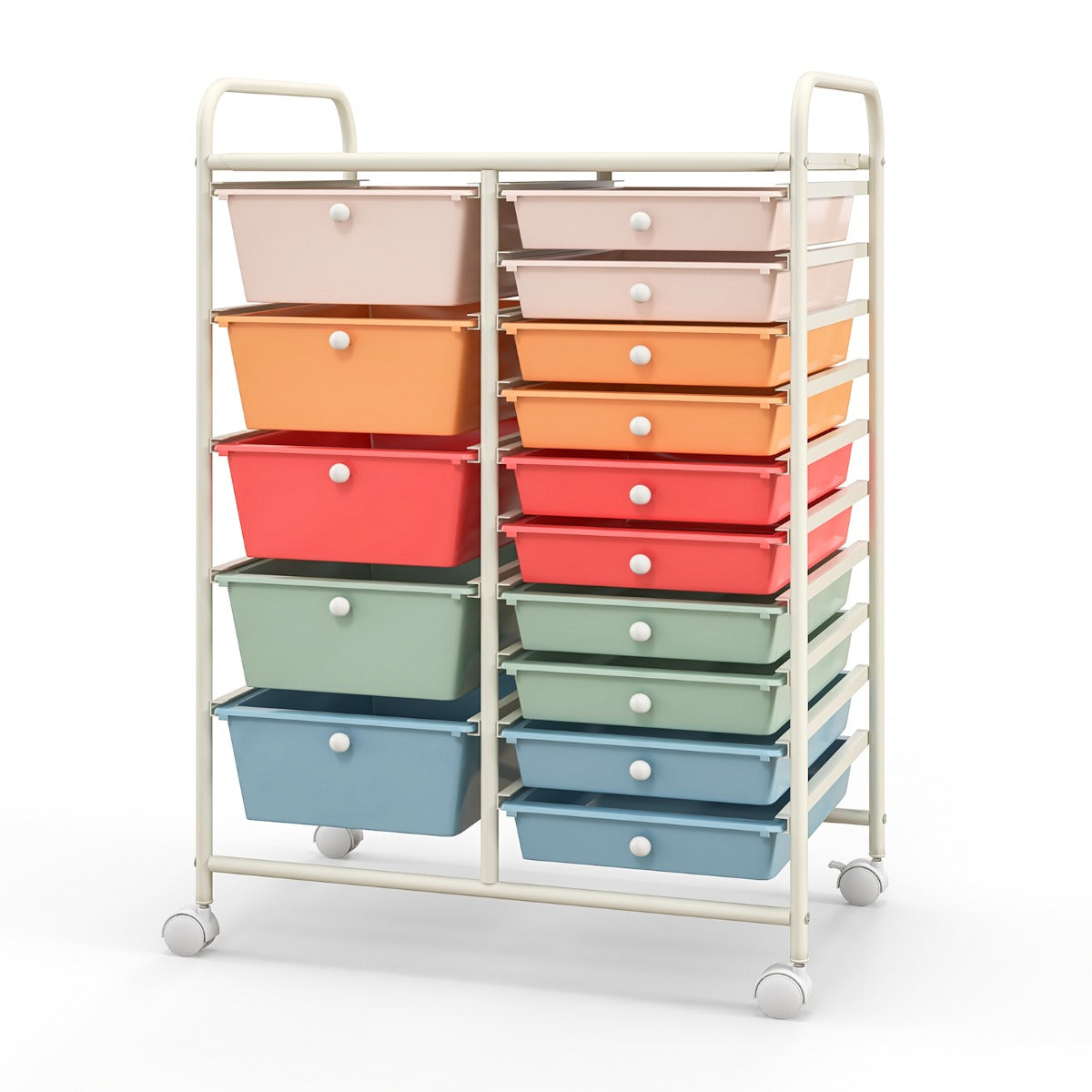 15 Drawer Rolling Storage Cart with 4 Wheels for Beauty Salon-Black