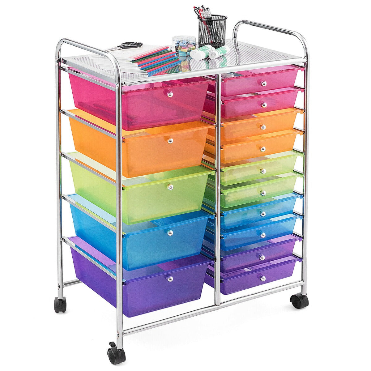 15 Drawer Rolling Storage Cart with 4 Wheels for Beauty Salon-Black