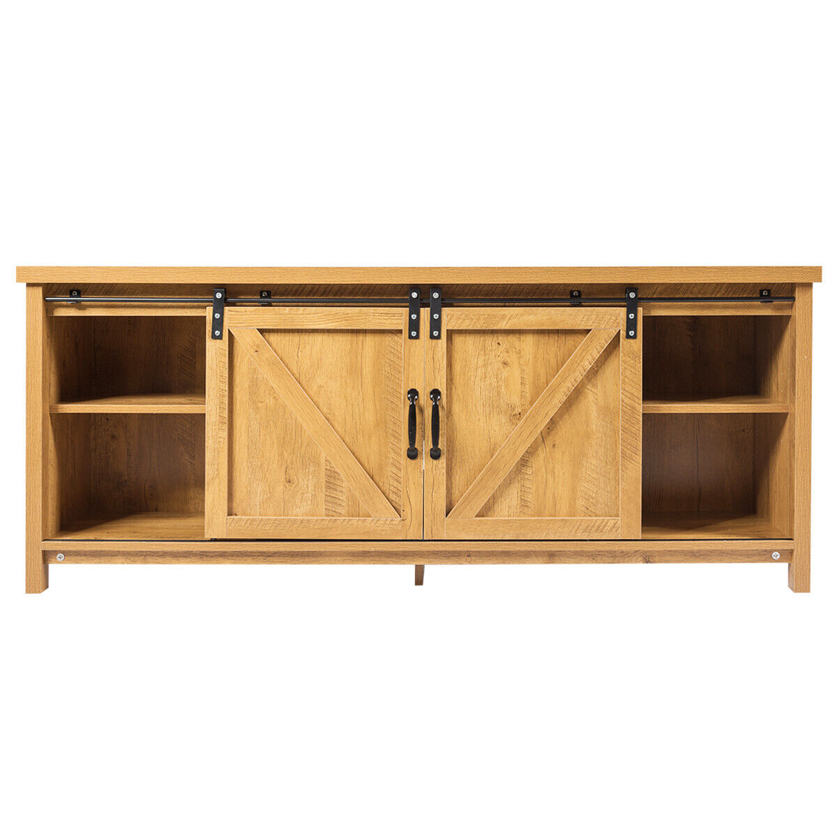 Modern TV Cabinet for 60-Inch TV Wooden Media Storage Shelves-Grey
