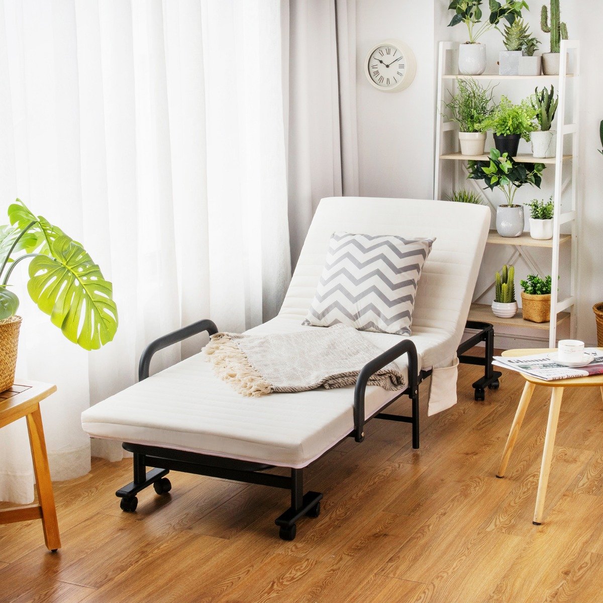 Folding Sofa Bed with Mattress-Brown