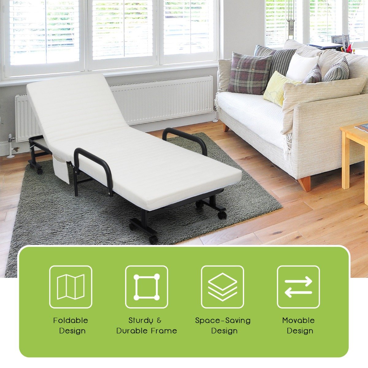 Folding Sofa Bed with Mattress-Brown