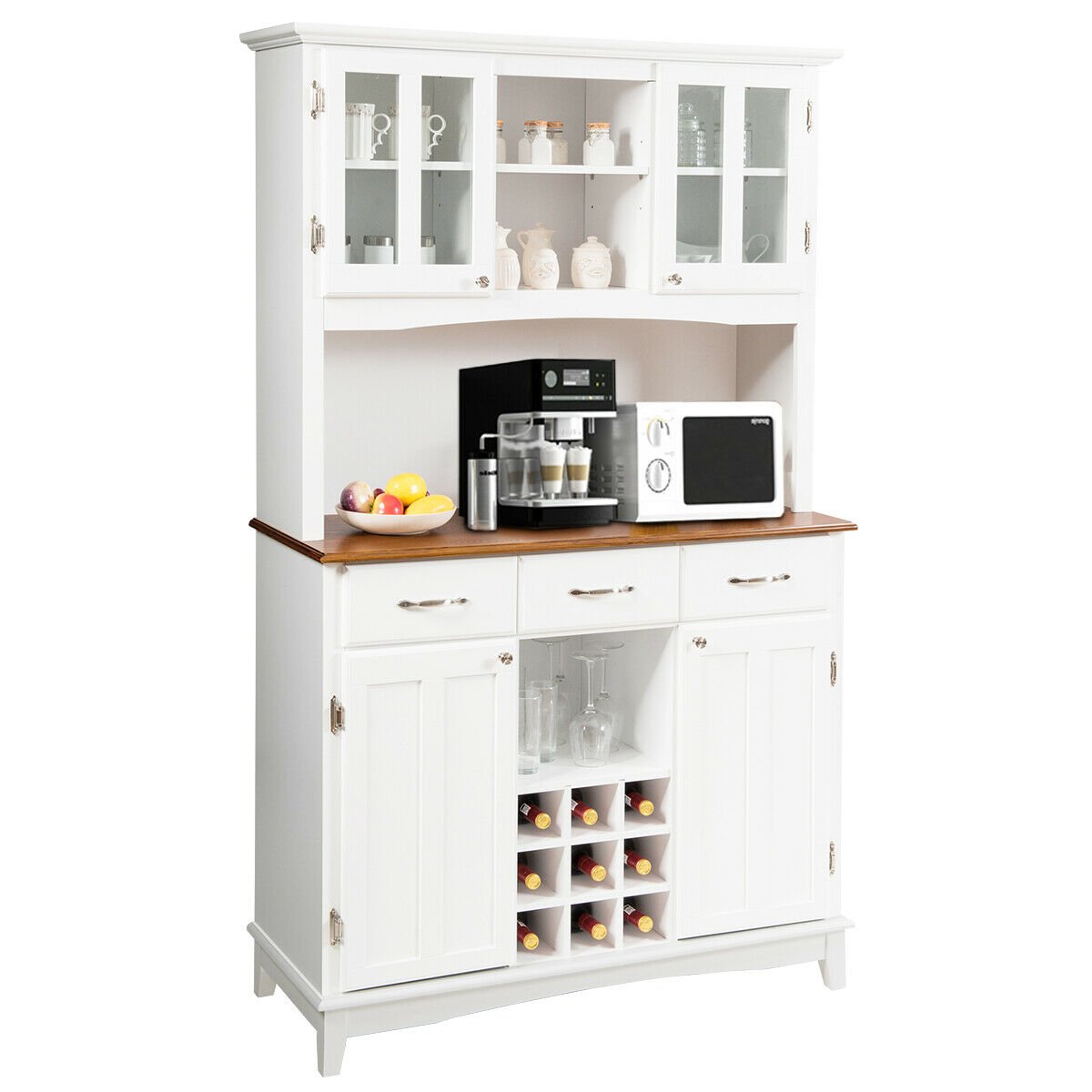 Kitchen Cupboard with Adjustable Shelves and Drawers-Black