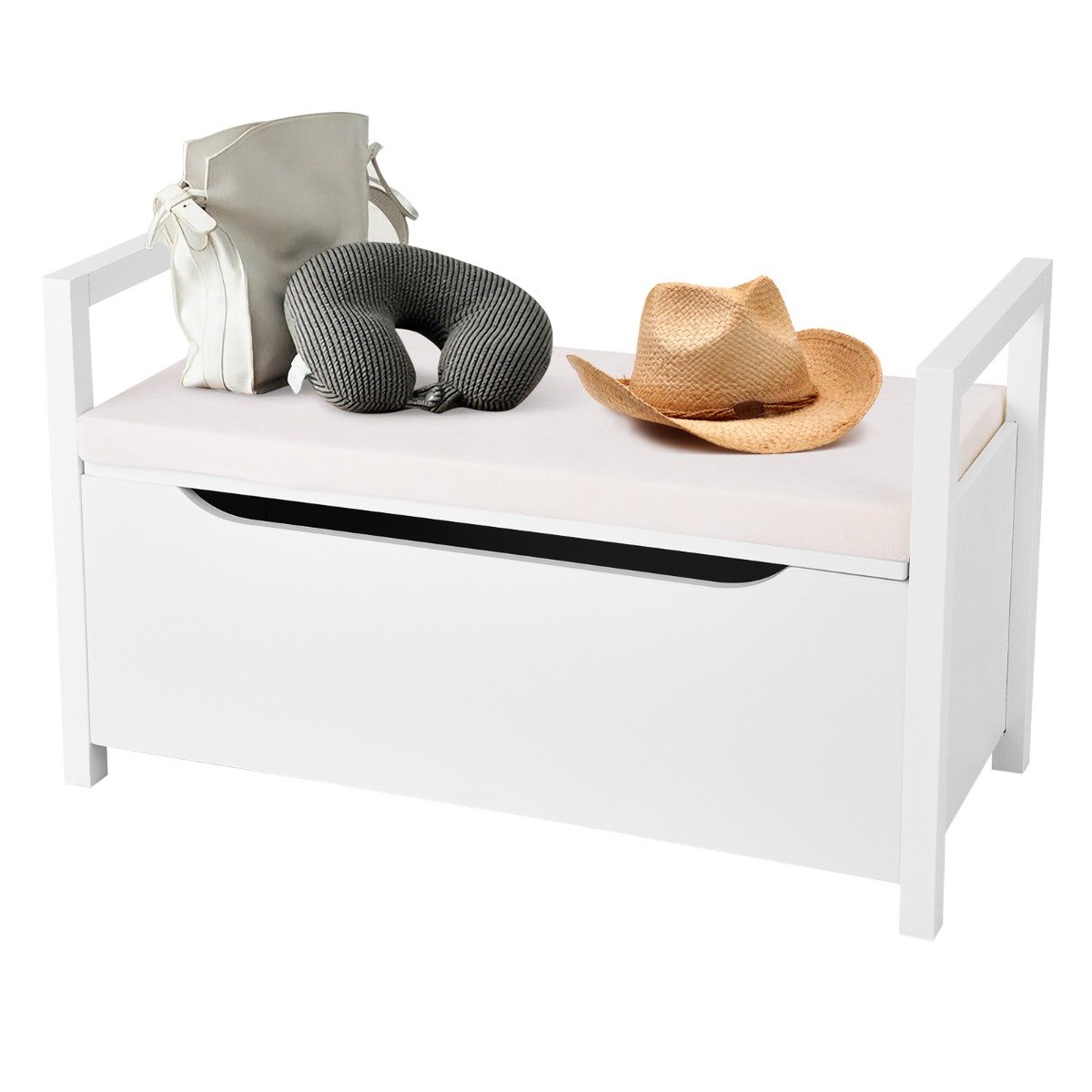 2-in-1 Wooden Shoe Changing Bench with Storage Space-Black
