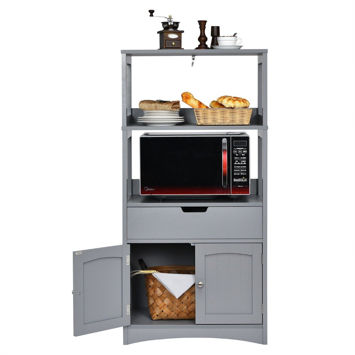 Multipurpose Storage Cabinet with Drawer for Bathroom-Black