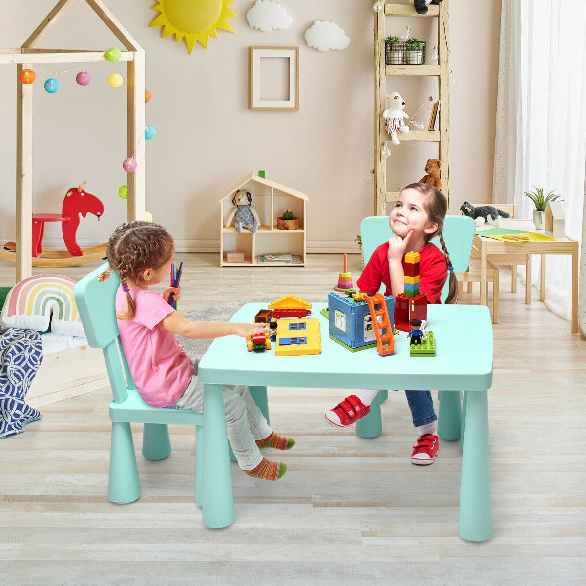 Children's Multi Activity Table and Chair Set-Blue