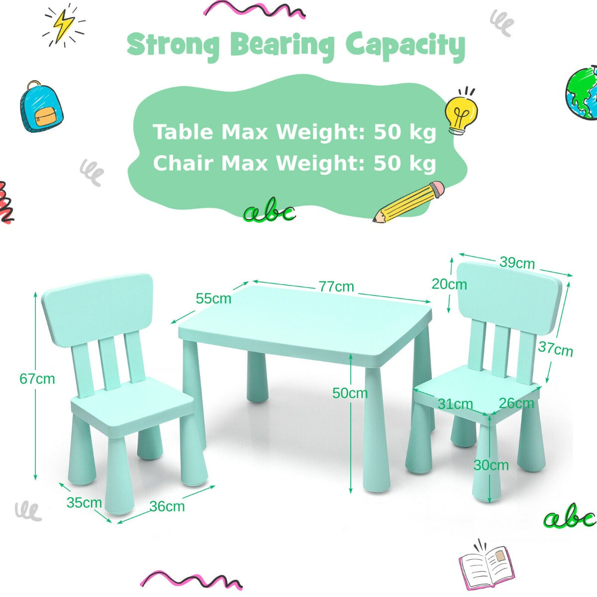 Children's Multi Activity Table and Chair Set-Blue