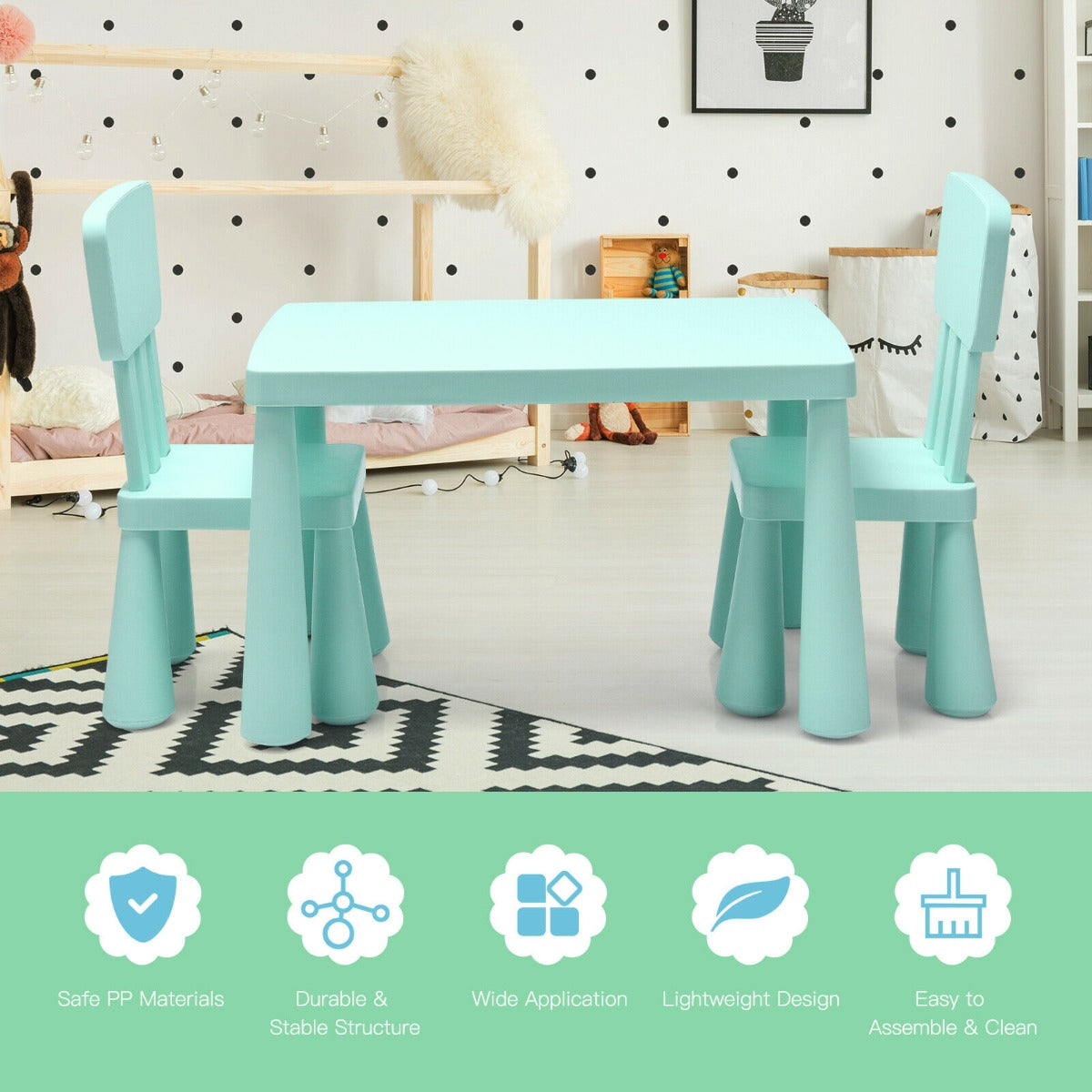 Children's Multi Activity Table and Chair Set-Blue