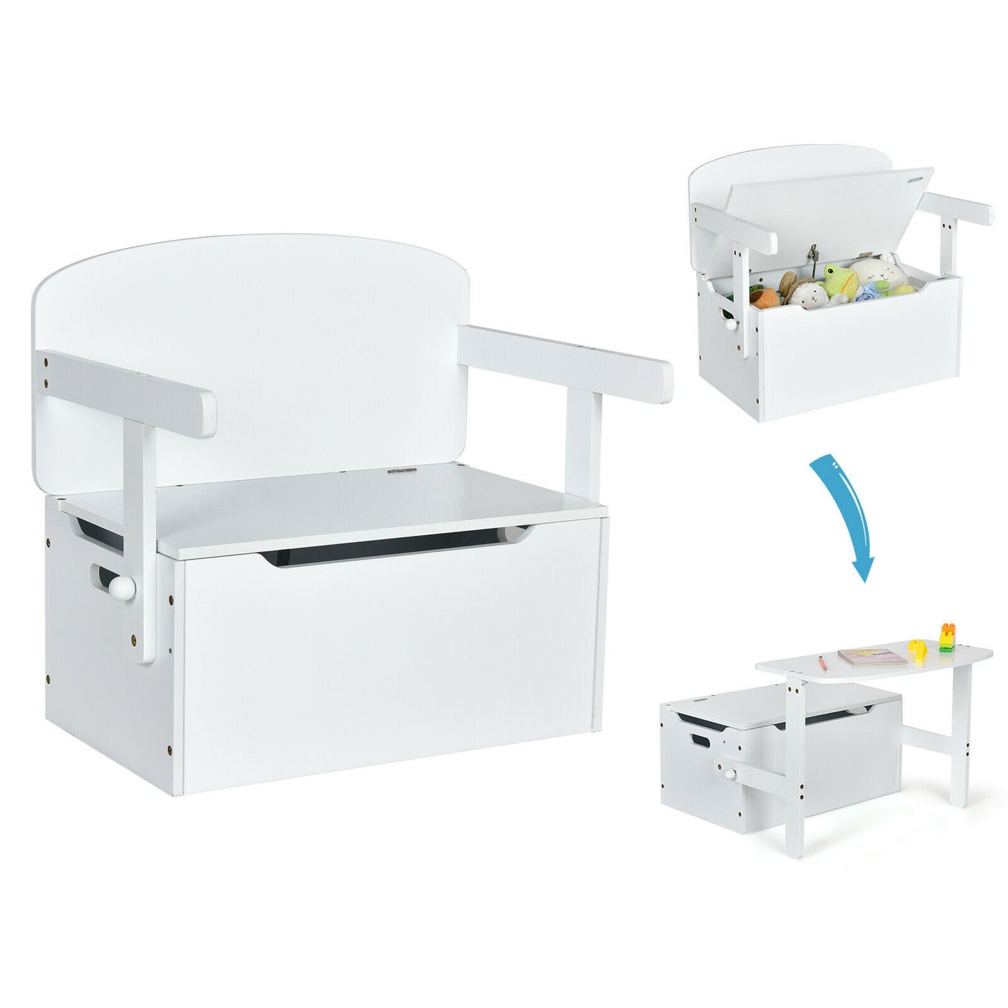 3-in-1 Kids Table and Chair Set with Toy Storage Box-Grey