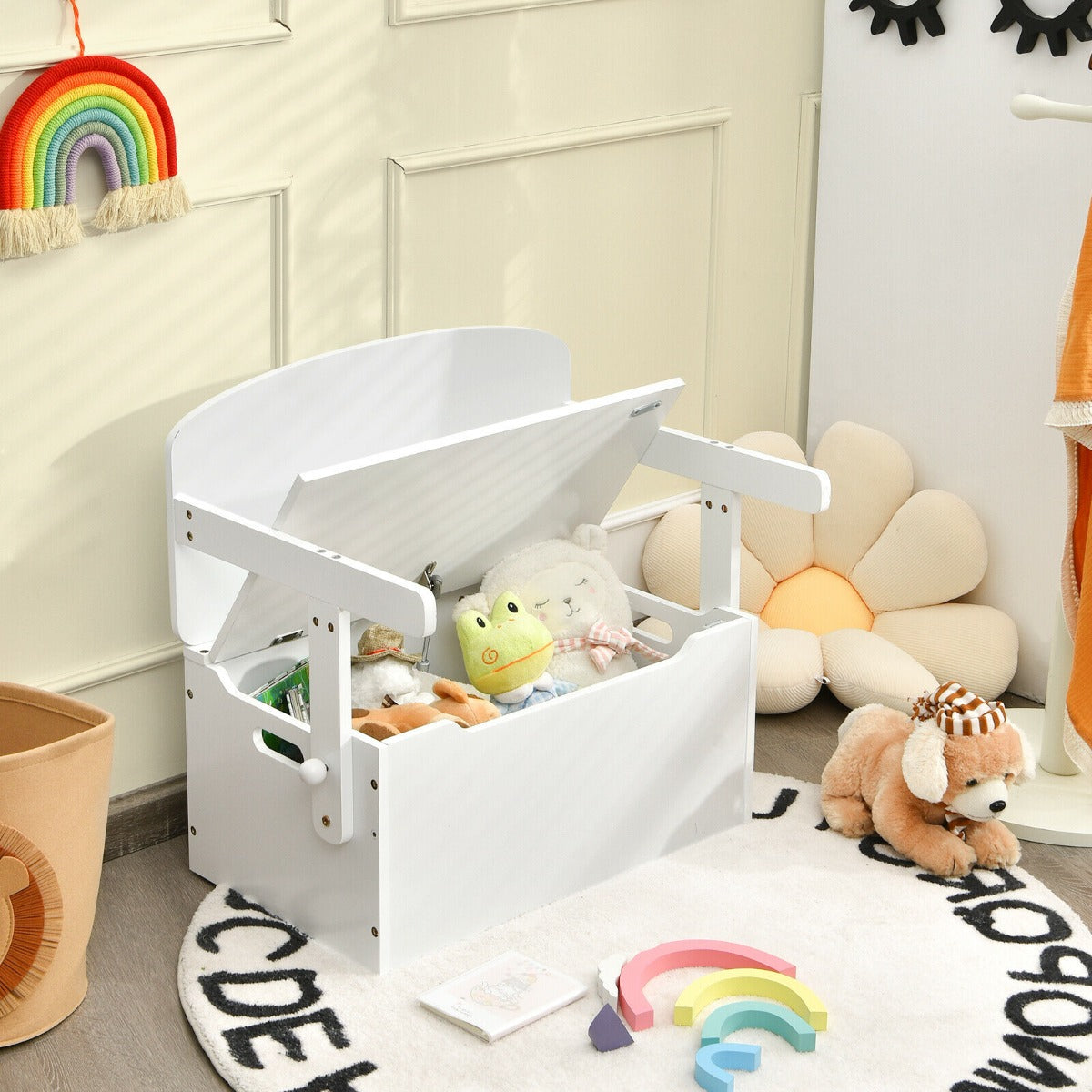 3-in-1 Kids Table and Chair Set with Toy Storage Box-Grey