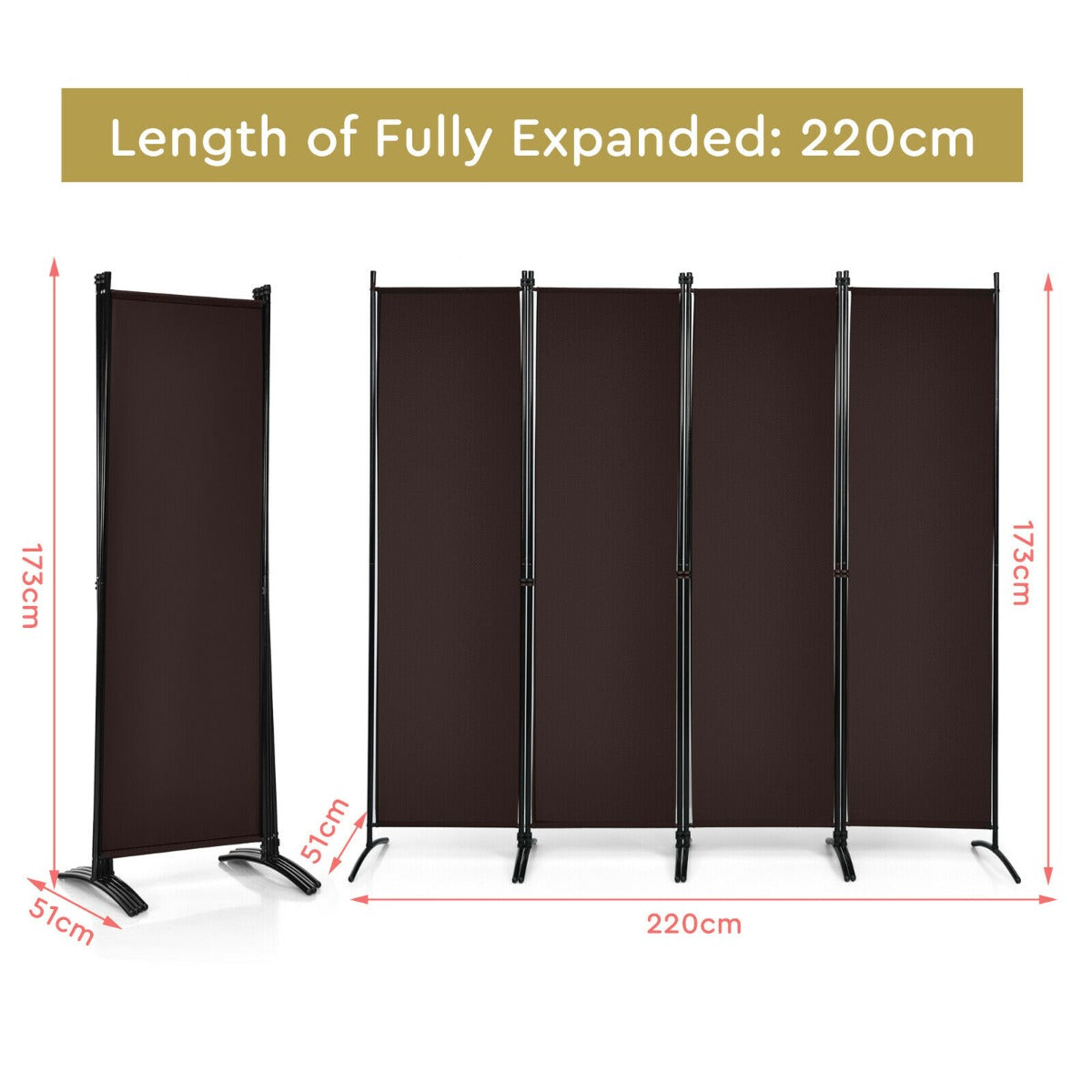 4 Panel Wall Privacy Screen Protector for Home-Black