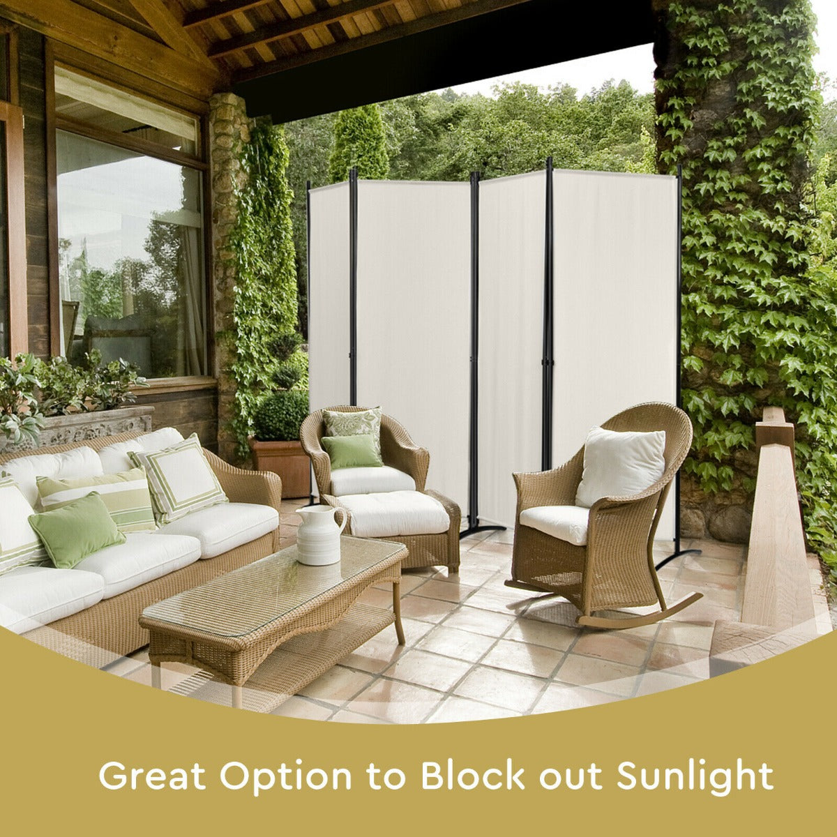 4 Panel Wall Privacy Screen Protector for Home-Black