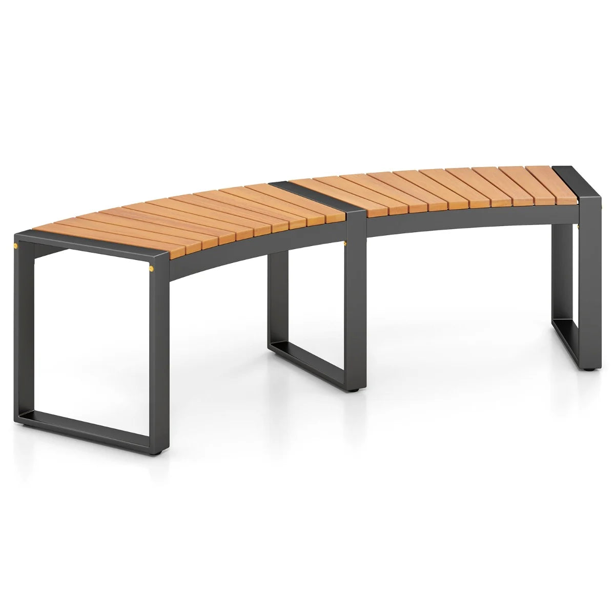 Acacia Wood Fire Pit Bench with Slatted Seat  Metal Legs-1 Pack