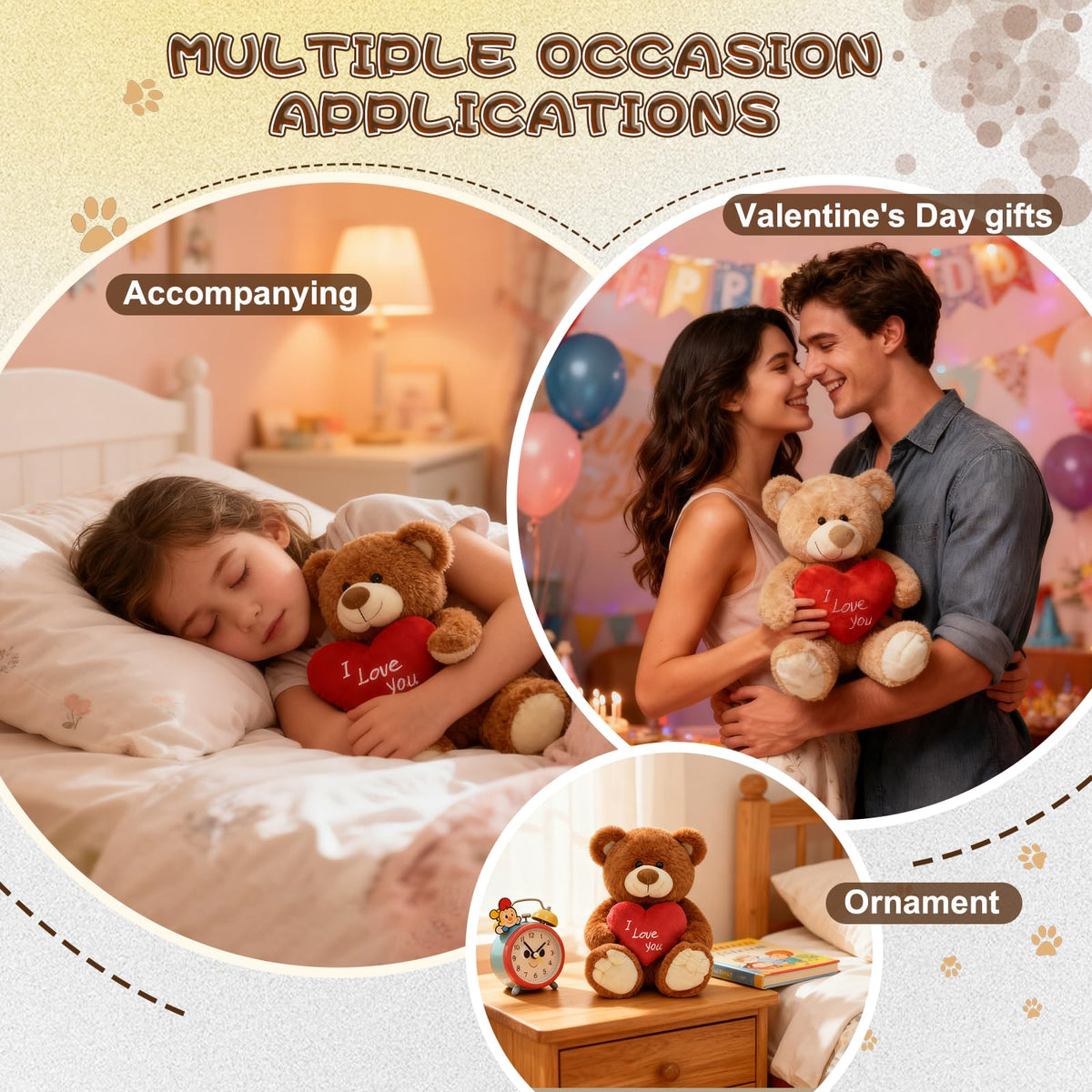 HWD I Love You! 10'' Teddy Bear with Red Heart — Soft Plush Gift for Her, Girlfriend, Mom