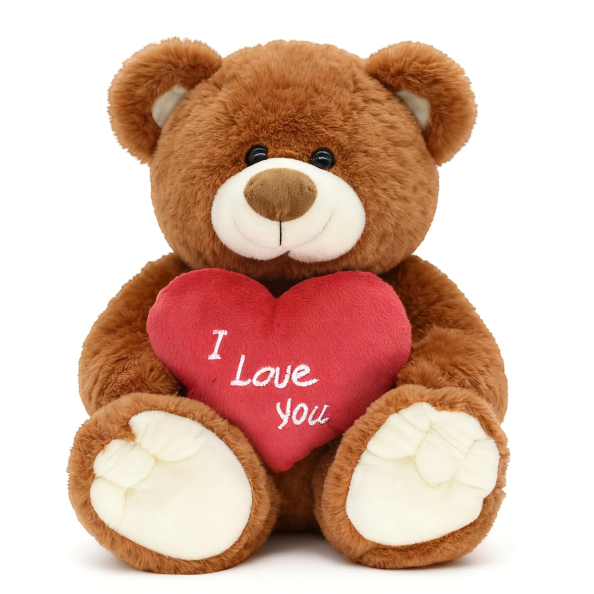 HWD I Love You! 10'' Teddy Bear with Red Heart — Soft Plush Gift for Her, Girlfriend, Mom