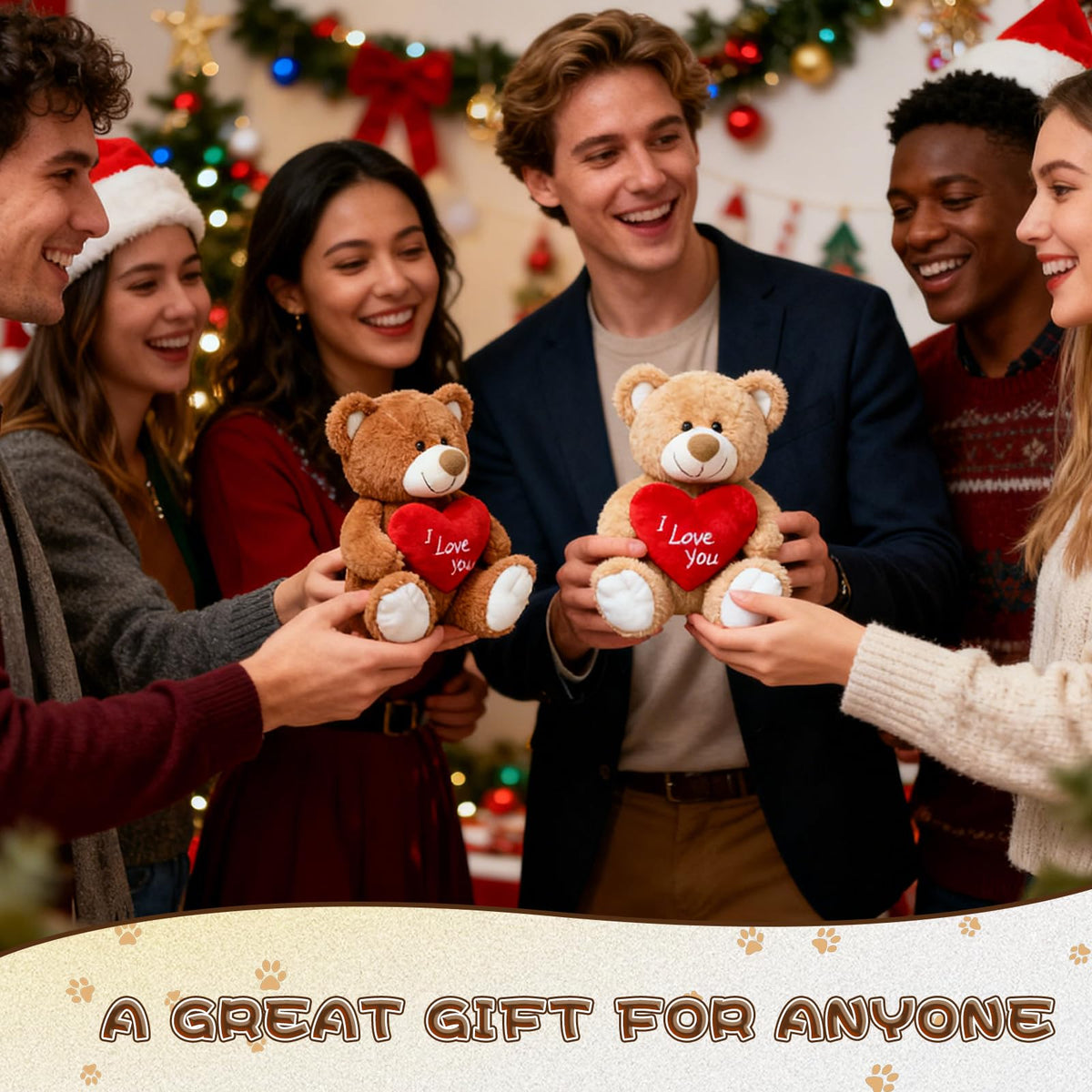 HWD I Love You! 10'' Teddy Bear with Red Heart — Soft Plush Gift for Her, Girlfriend, Mom