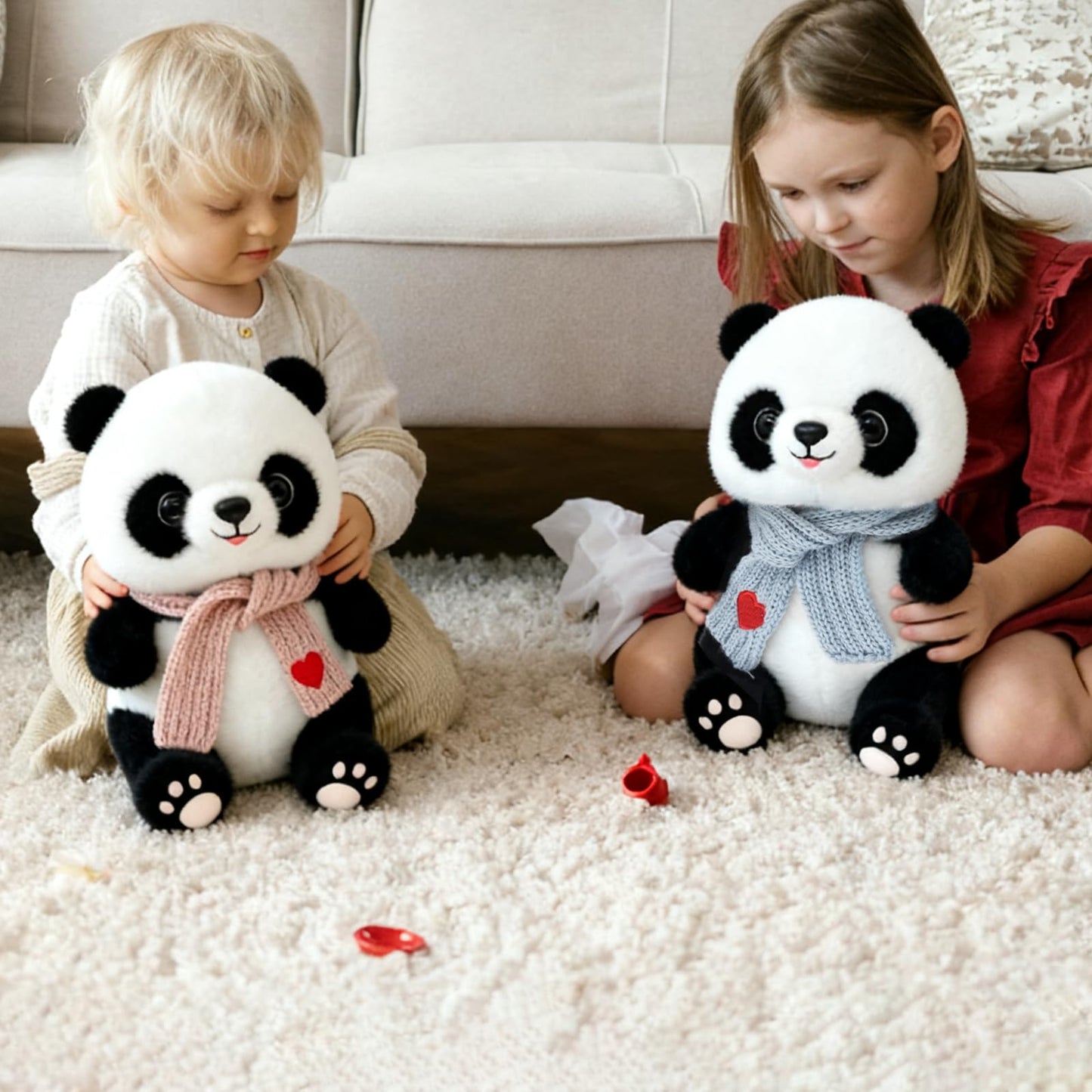 HWD 9.8-inch Panda Doll with Love Heart Scarf – Soft Plush Toy for Her, Girlfriend, Mom & Kids (Pink)