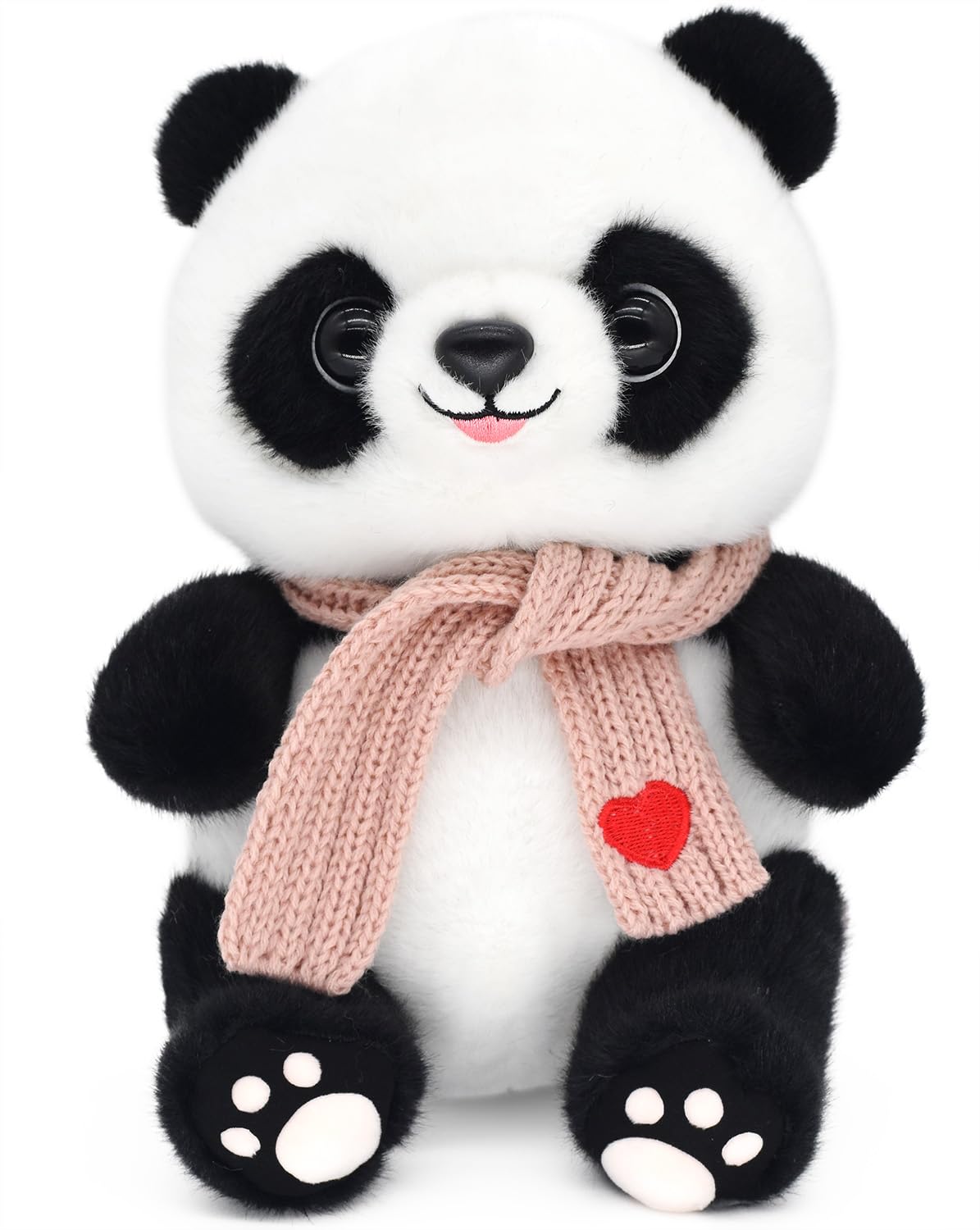 HWD 9.8-inch Panda Doll with Love Heart Scarf – Soft Plush Toy for Her, Girlfriend, Mom & Kids (Pink)