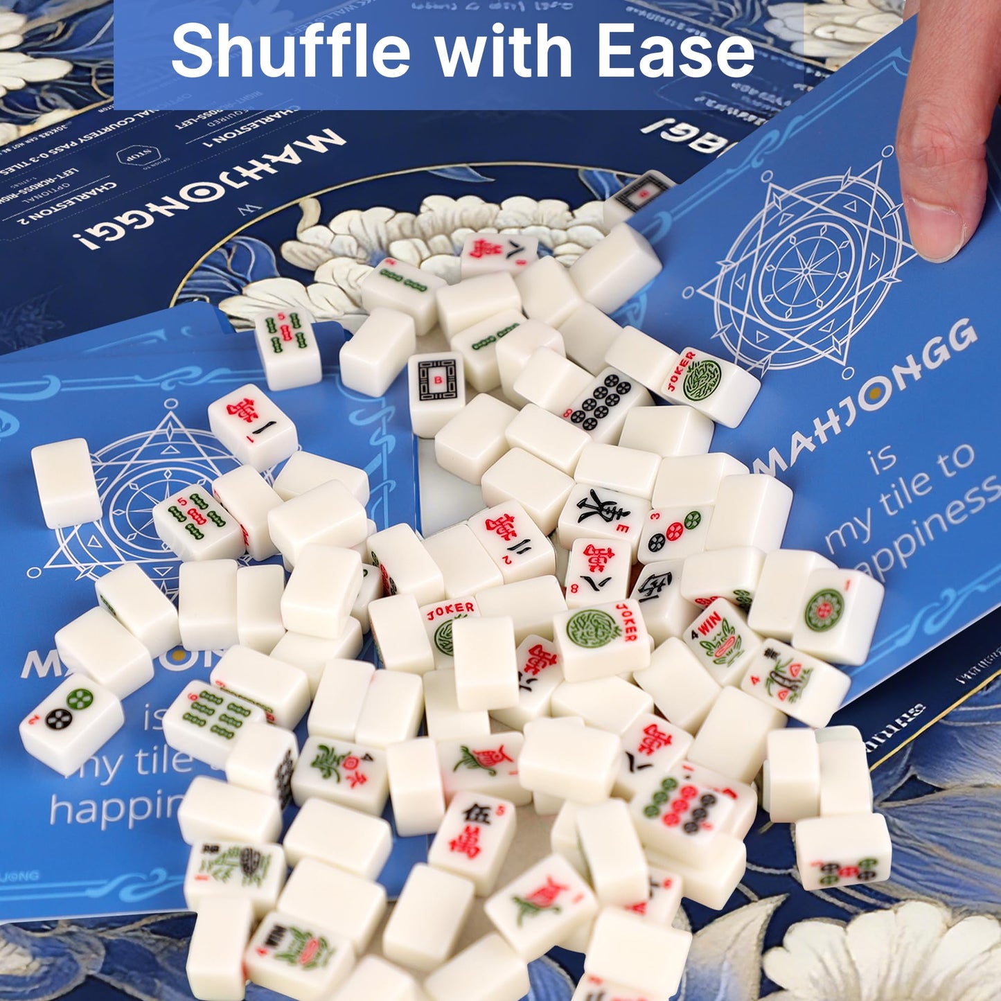 HWZ Mahjong Mat – 31.5” Square, 4 Mixers, Storage Bag, 3.5mm Quiet, Waterproof