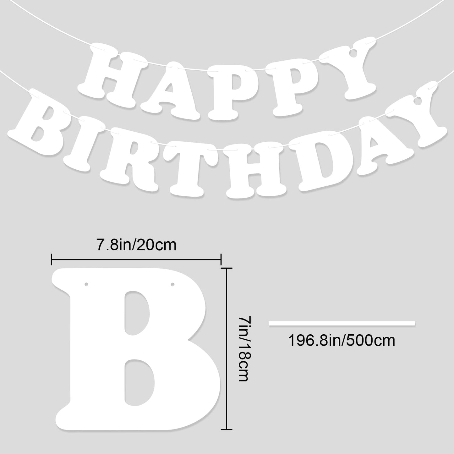 Hxezoc White Happy Birthday Banner Sign – 13-Flag Party Garland for Kids