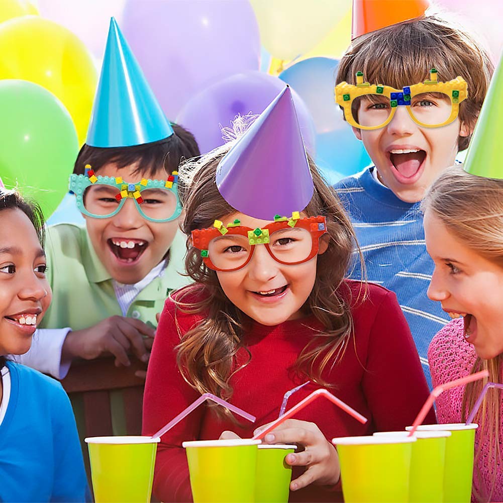 Hxezoc 12 Pcs DIY Building Bricks Glasses — Creative Kids’ Party Games & Favors