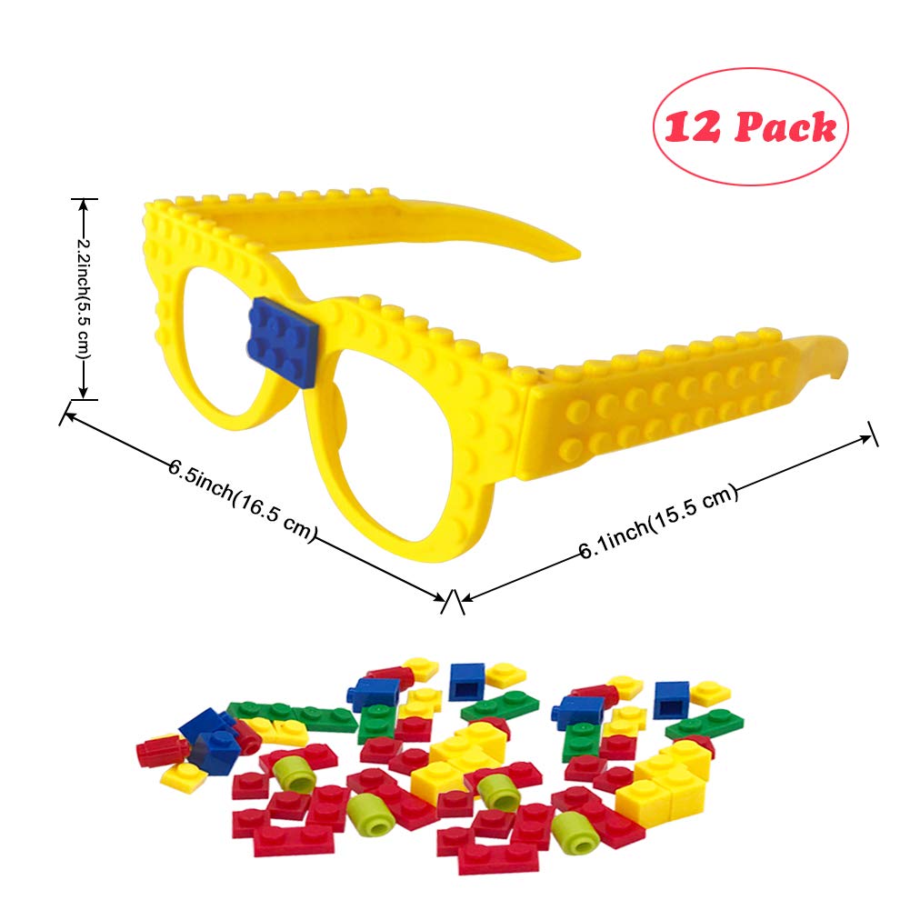 Hxezoc 12 Pcs DIY Building Bricks Glasses — Creative Kids’ Party Games & Favors