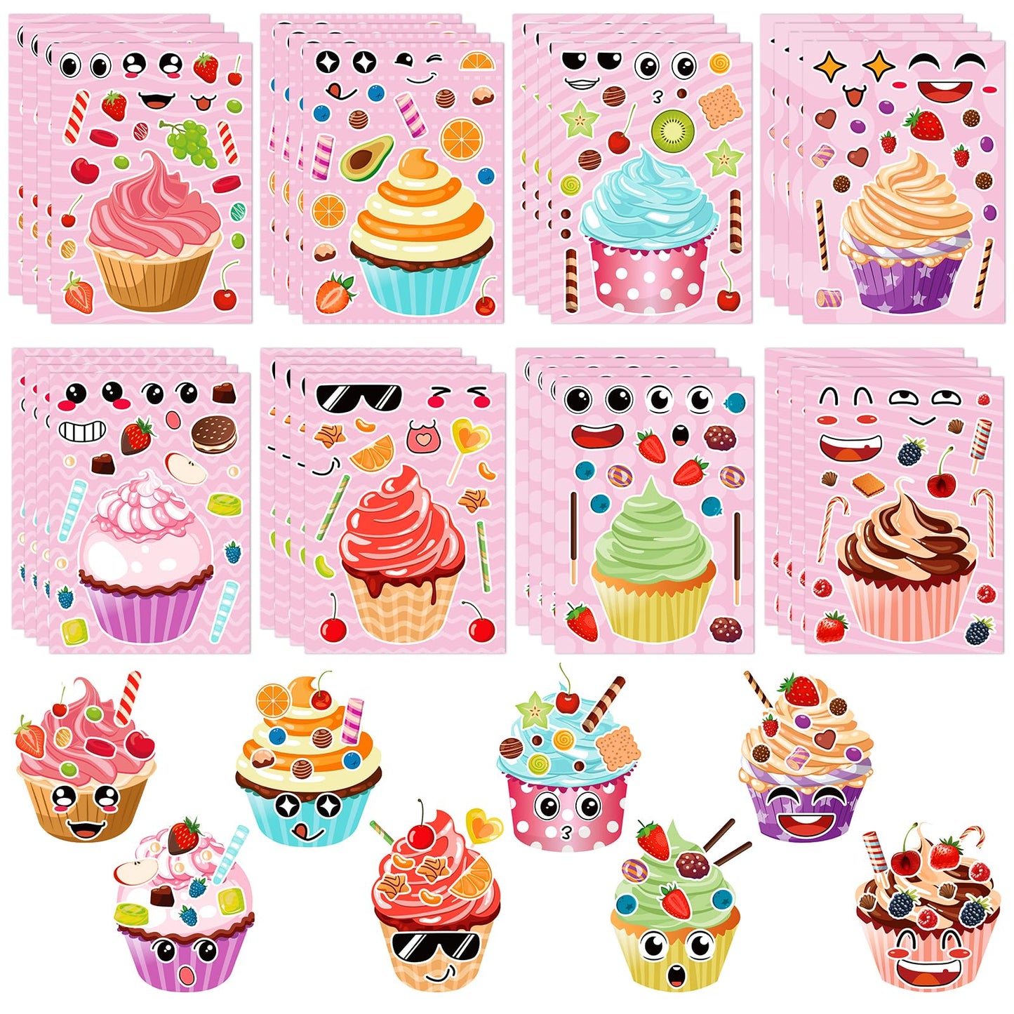 Hxezoc 32 Sheets Make Your Own Cupcake Stickers – DIY Art & Party Favors Kit