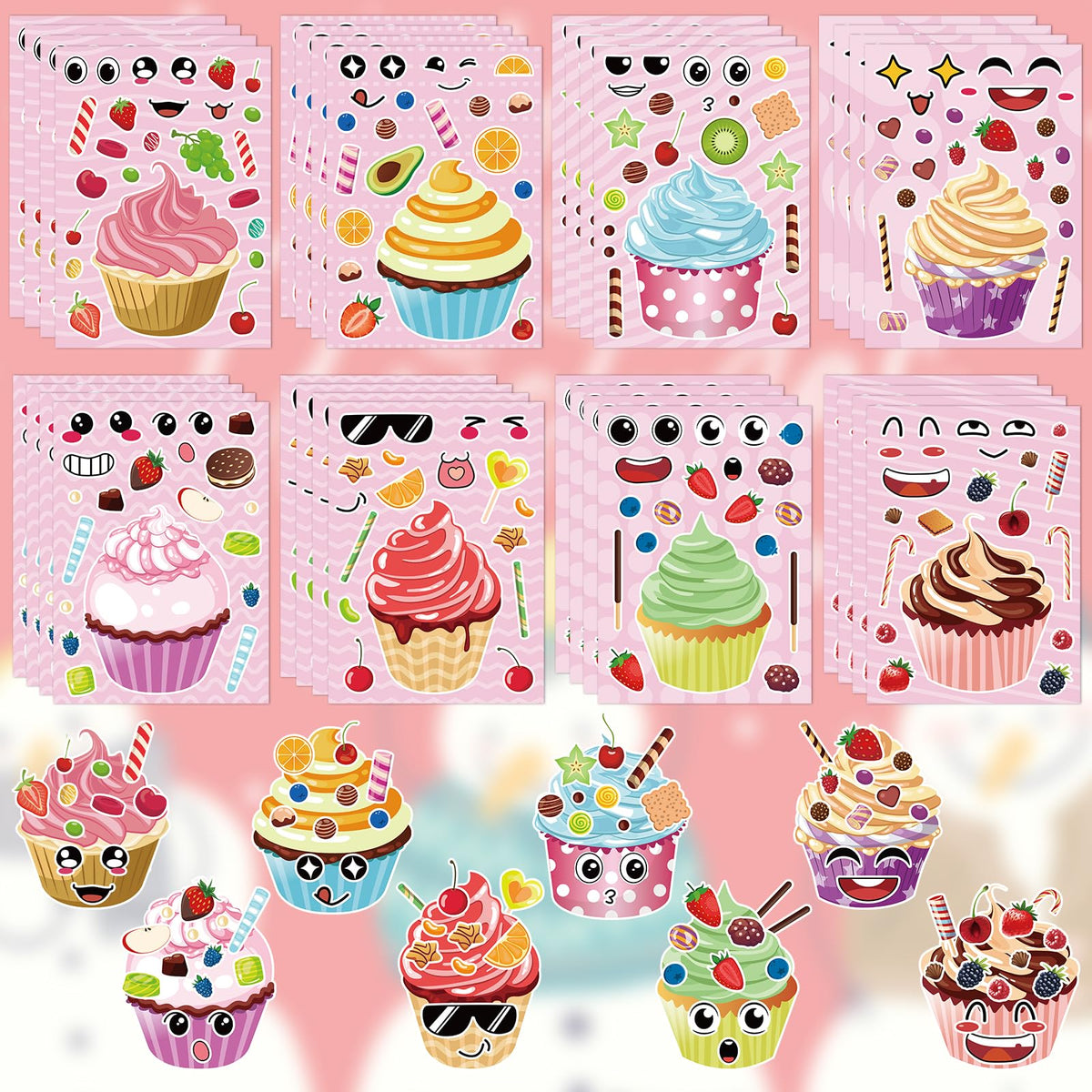 Hxezoc 32 Sheets Make Your Own Cupcake Stickers – DIY Art & Party Favors Kit